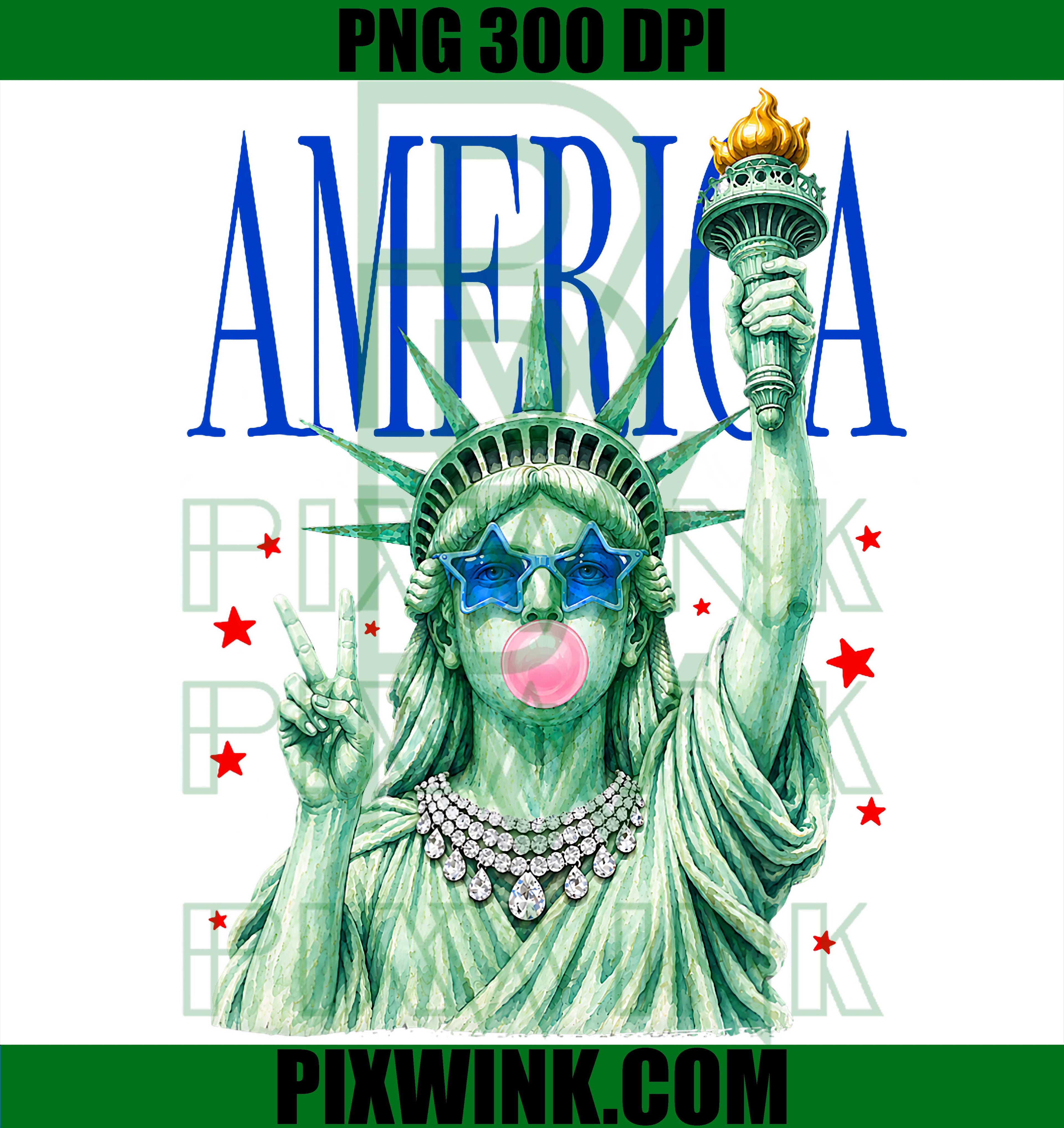 Statue of Liberty Bubble Gum PNG, Girly Patriotic USA Lady Liberty PNG