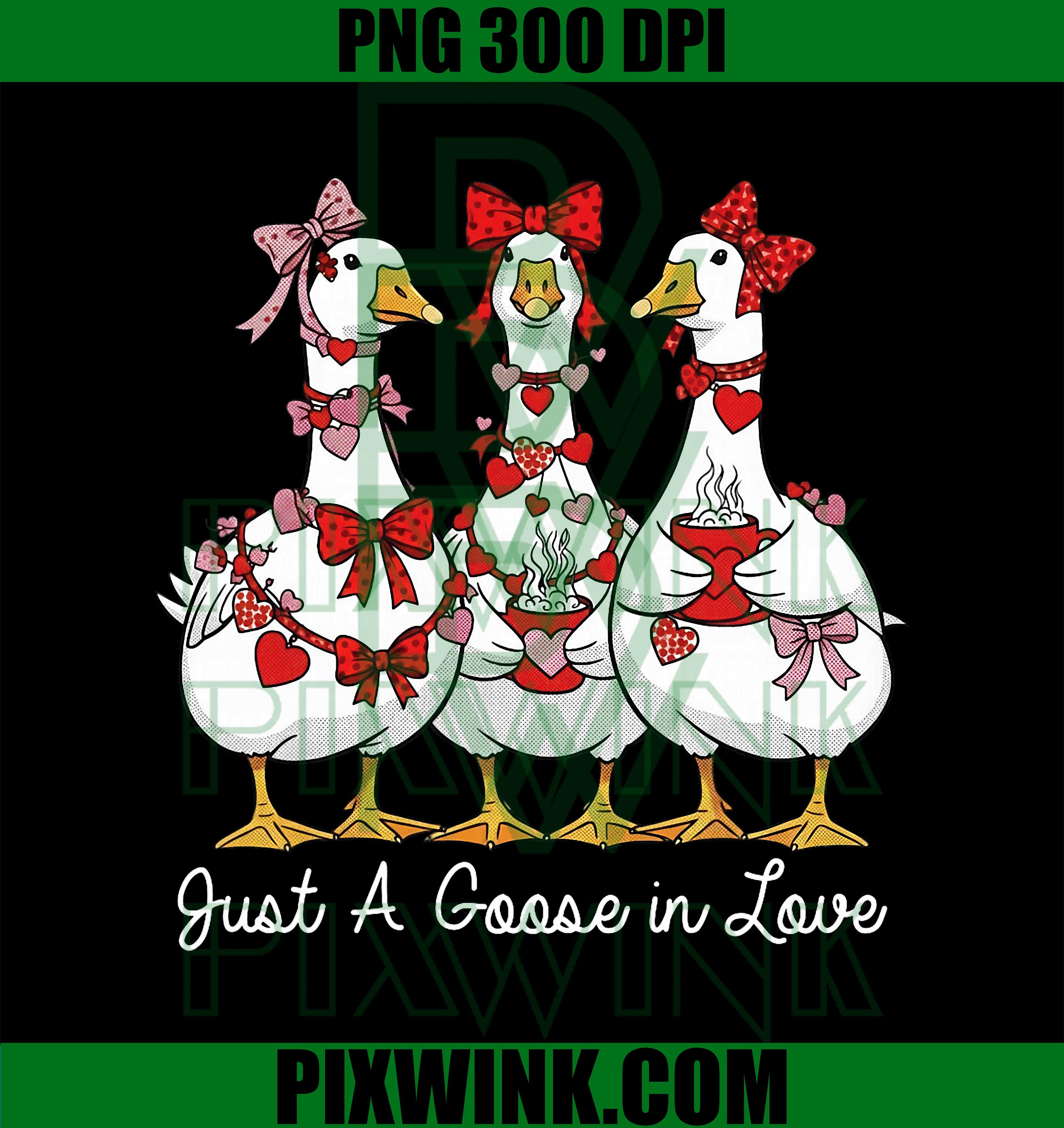 Just A Goose in Love Cute Geese Valentines PNG