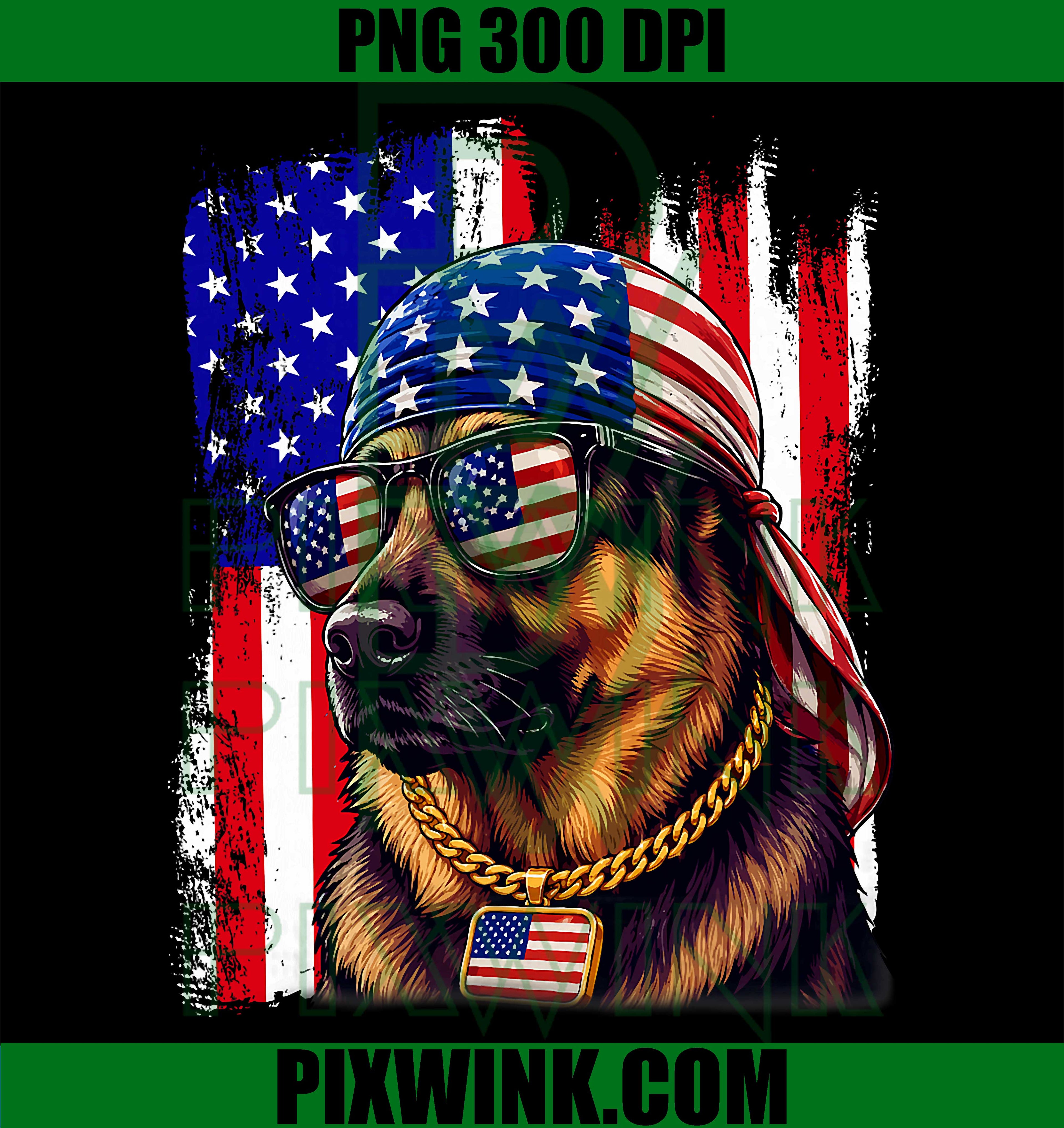 German Shepherd America's Flag 250th PNG, Patriotic Dog Fireworks Graphic PNG