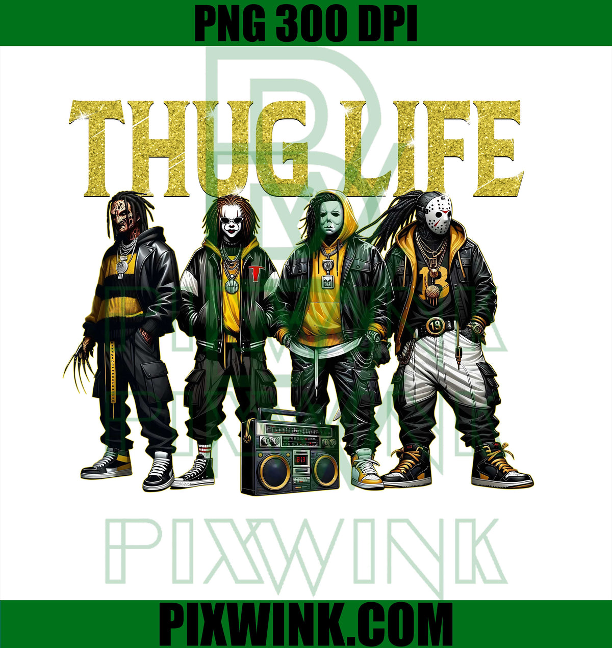 Halloween Villains PNG, Horror Thug Life PNG, Slasher Movie Art PNG