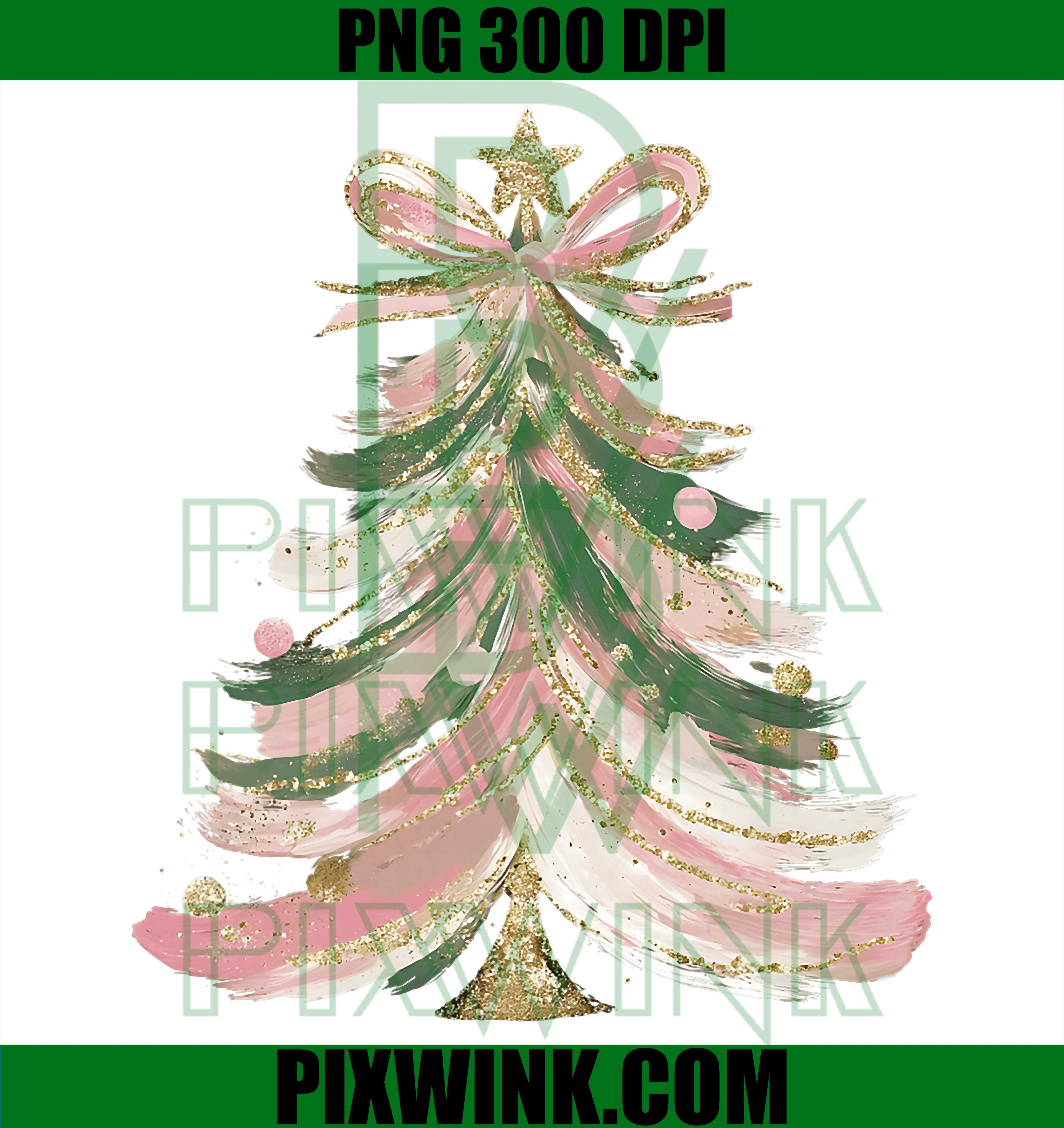 Christmas Tree Holiday, Xmas Lights Coquette Bow PNG