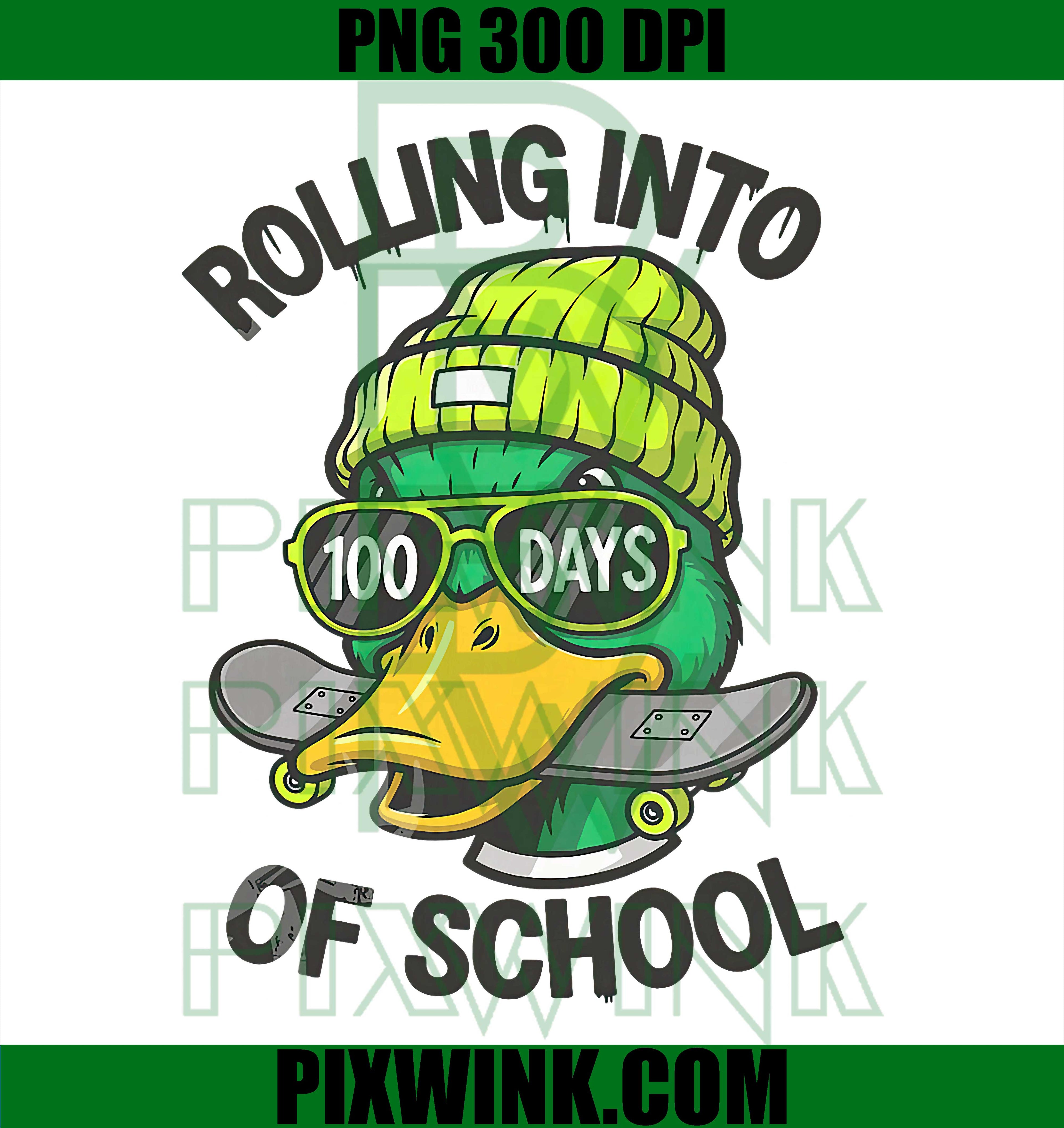 Funny Duck Skateboard, 100 Days of School PNG