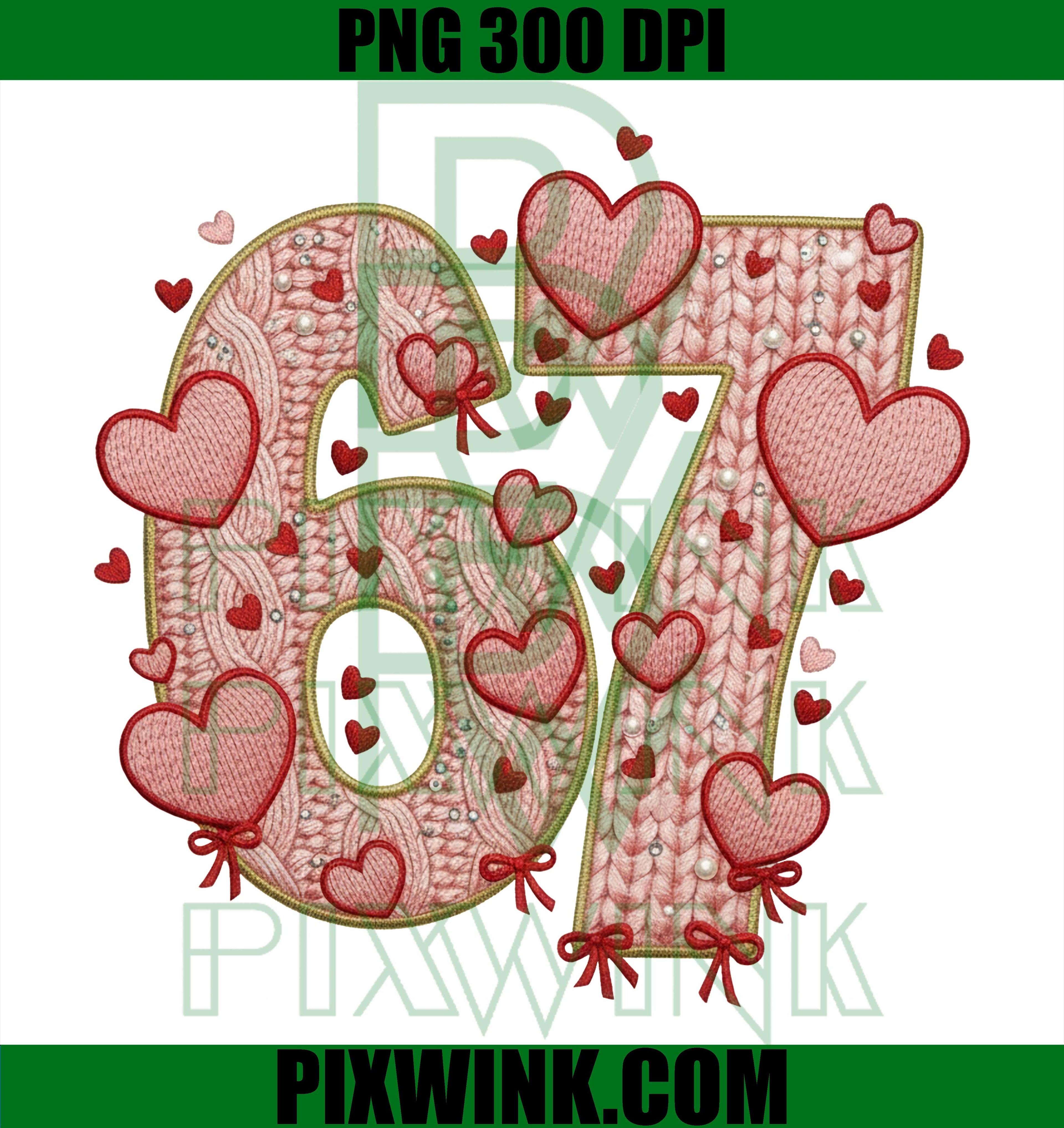 Trendy Valentine's Day Six Seven PNG, 67 Meme PNG, Valentine's Day PNG