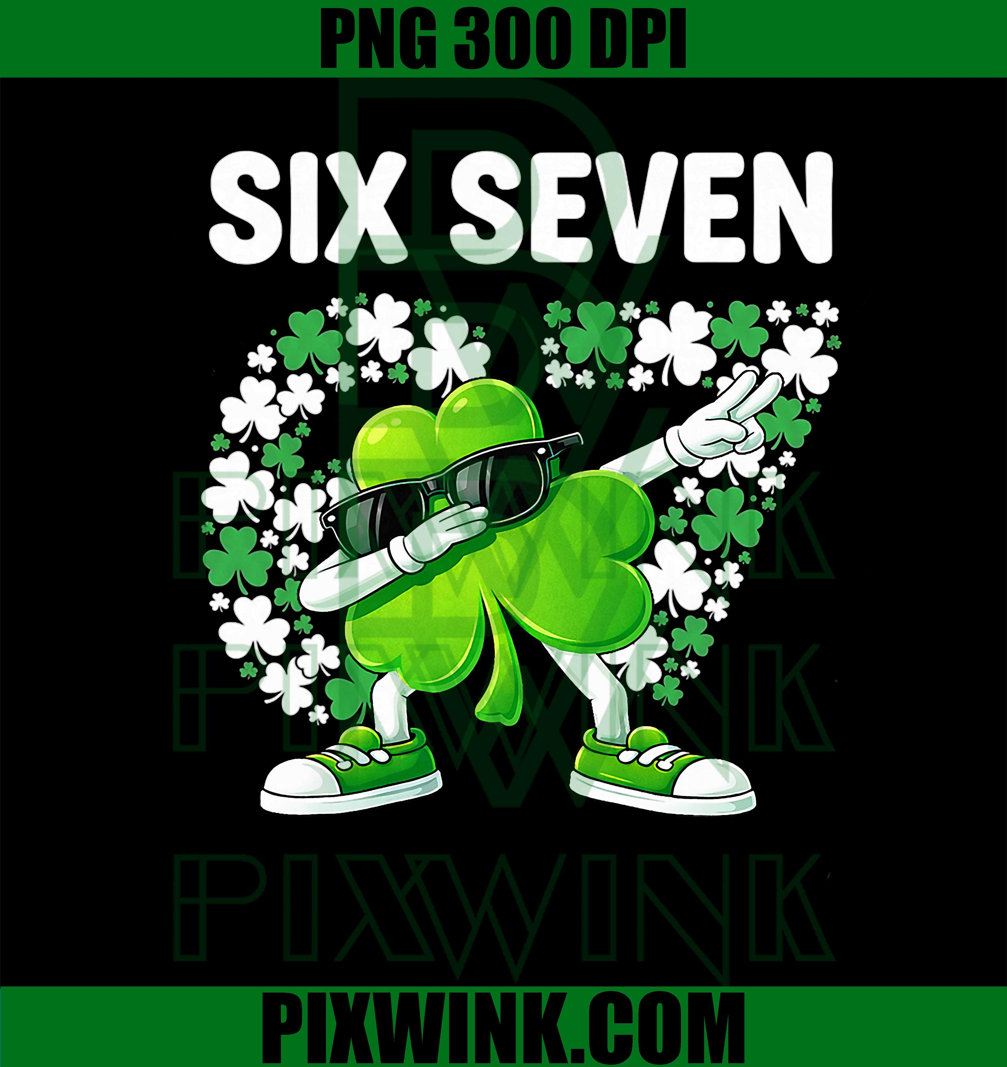 St Patricks Day Six Seven PNG, 6 7 Shamrock PNG, Funny Kids Meme PNG