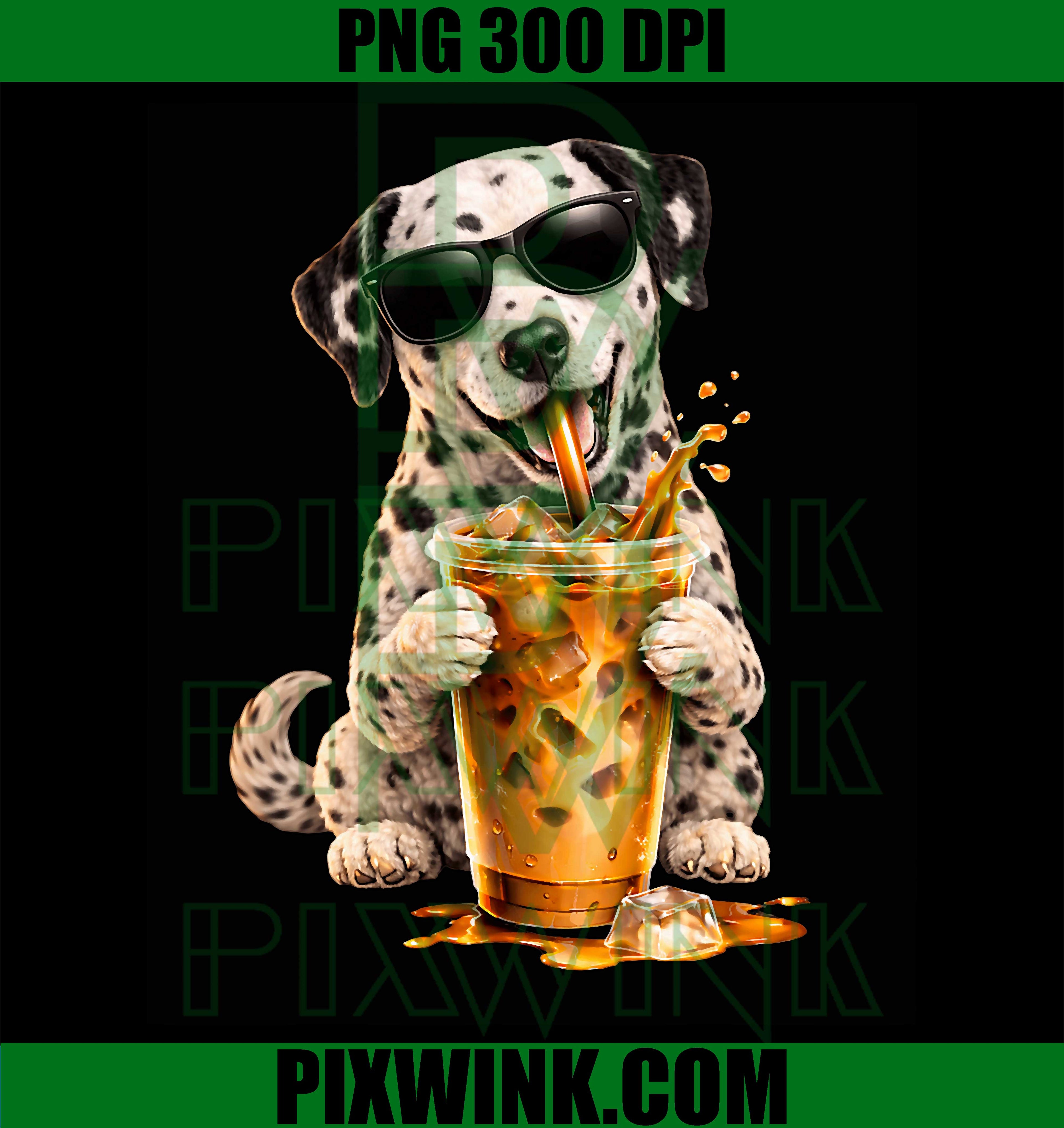 Funny Dalmatian Iced Coffee PNG, Dog Lover Coffee PNG, Cute Dog PNG