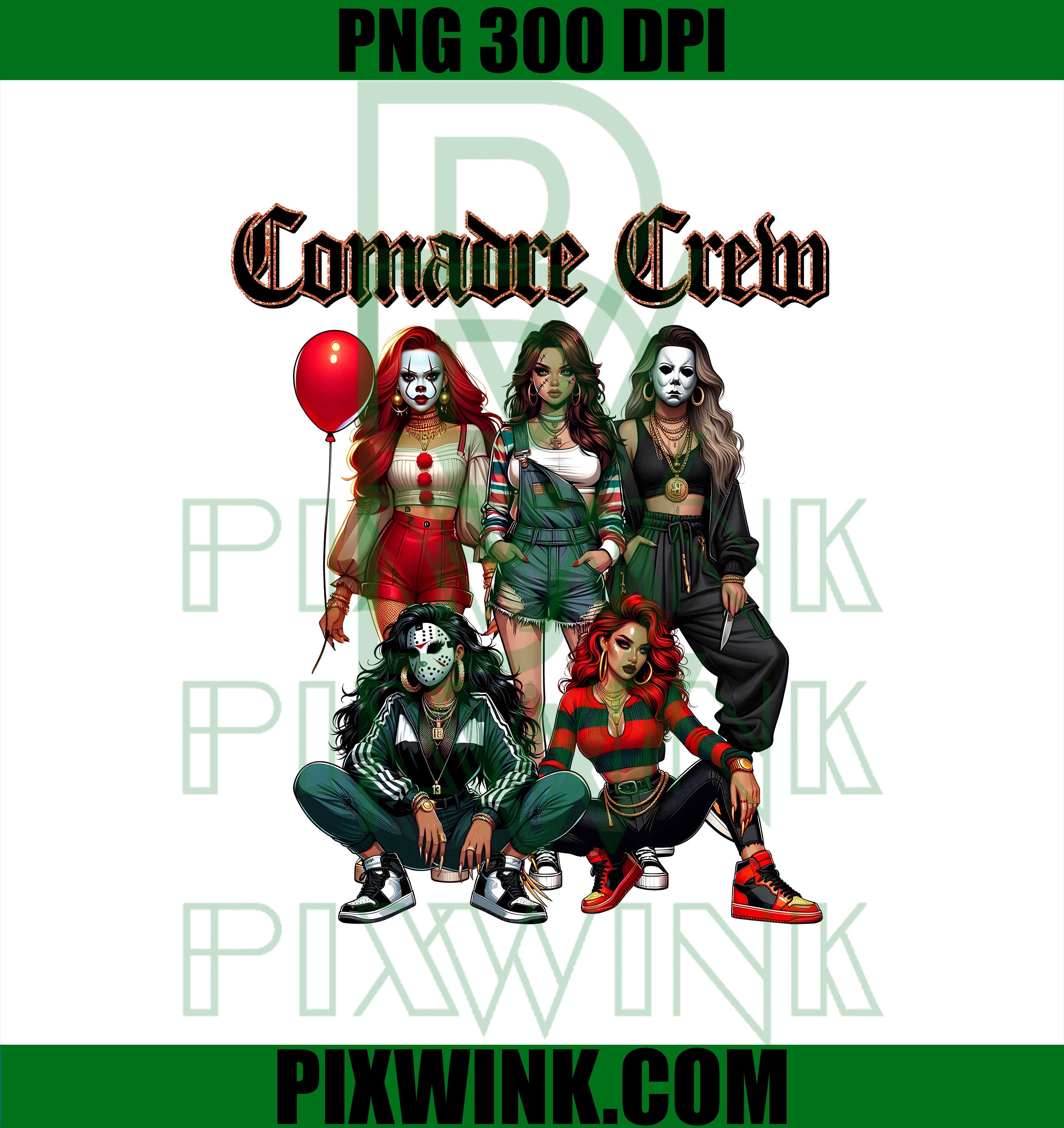 Comadre Crew PNG, Horror Movie Women PNG, Chicana Halloween PNG