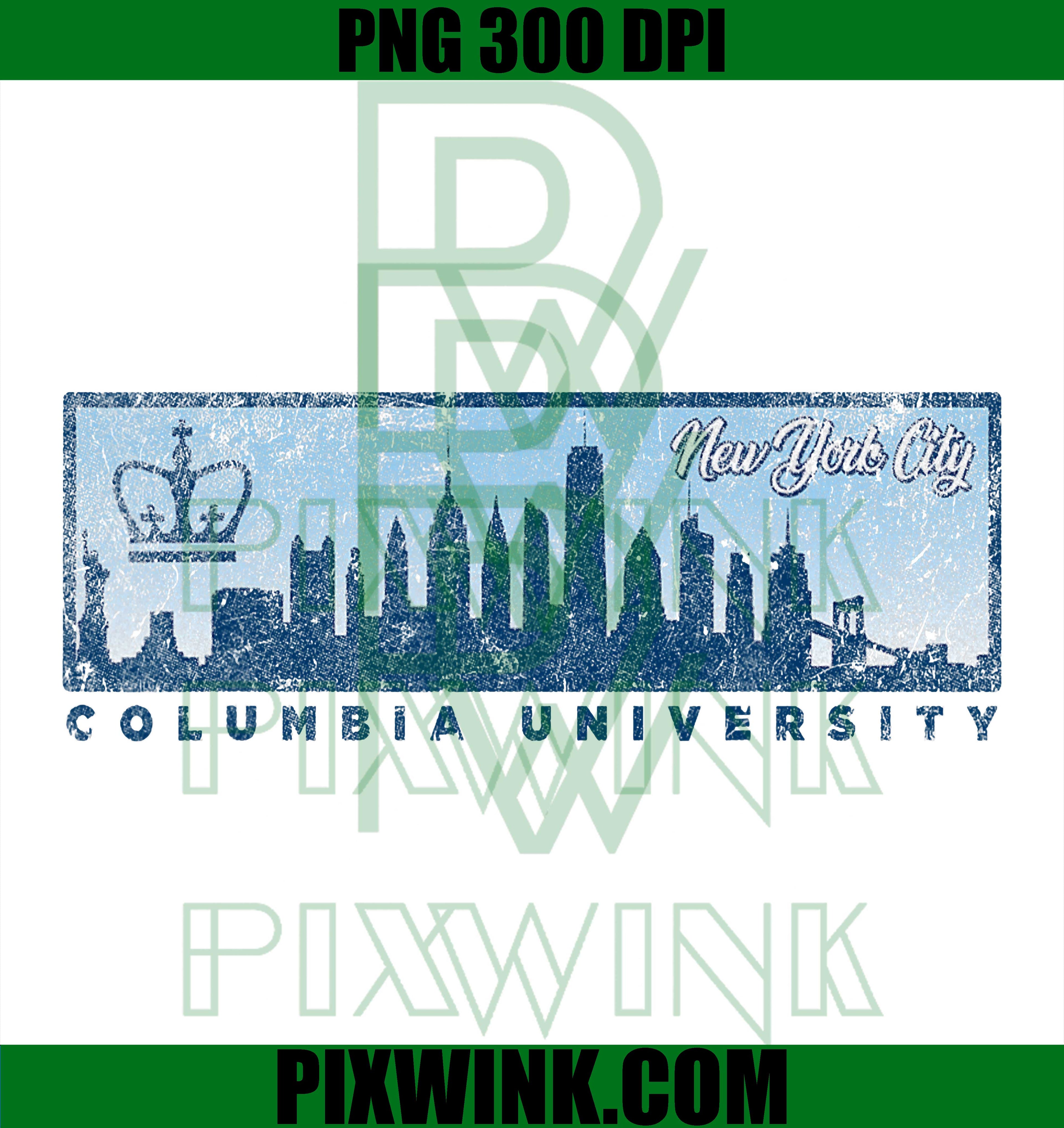 Columbia Vintage NYC Skyline PNG, White City Art PNG, Retro Logo PNG