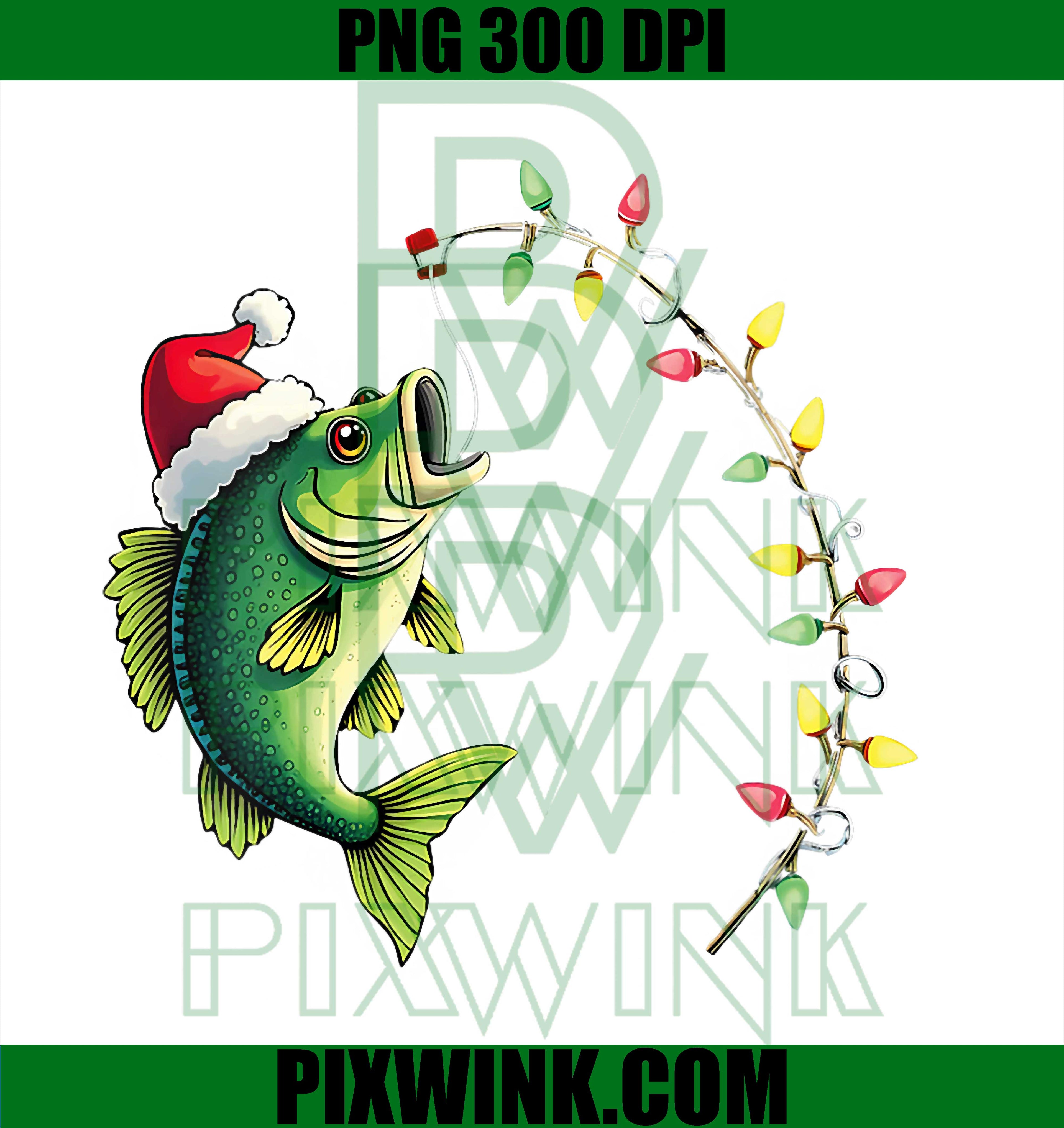 Womens Funny Bass Fishing Santa Hat Christmas PNG, Fishermen PNG 
