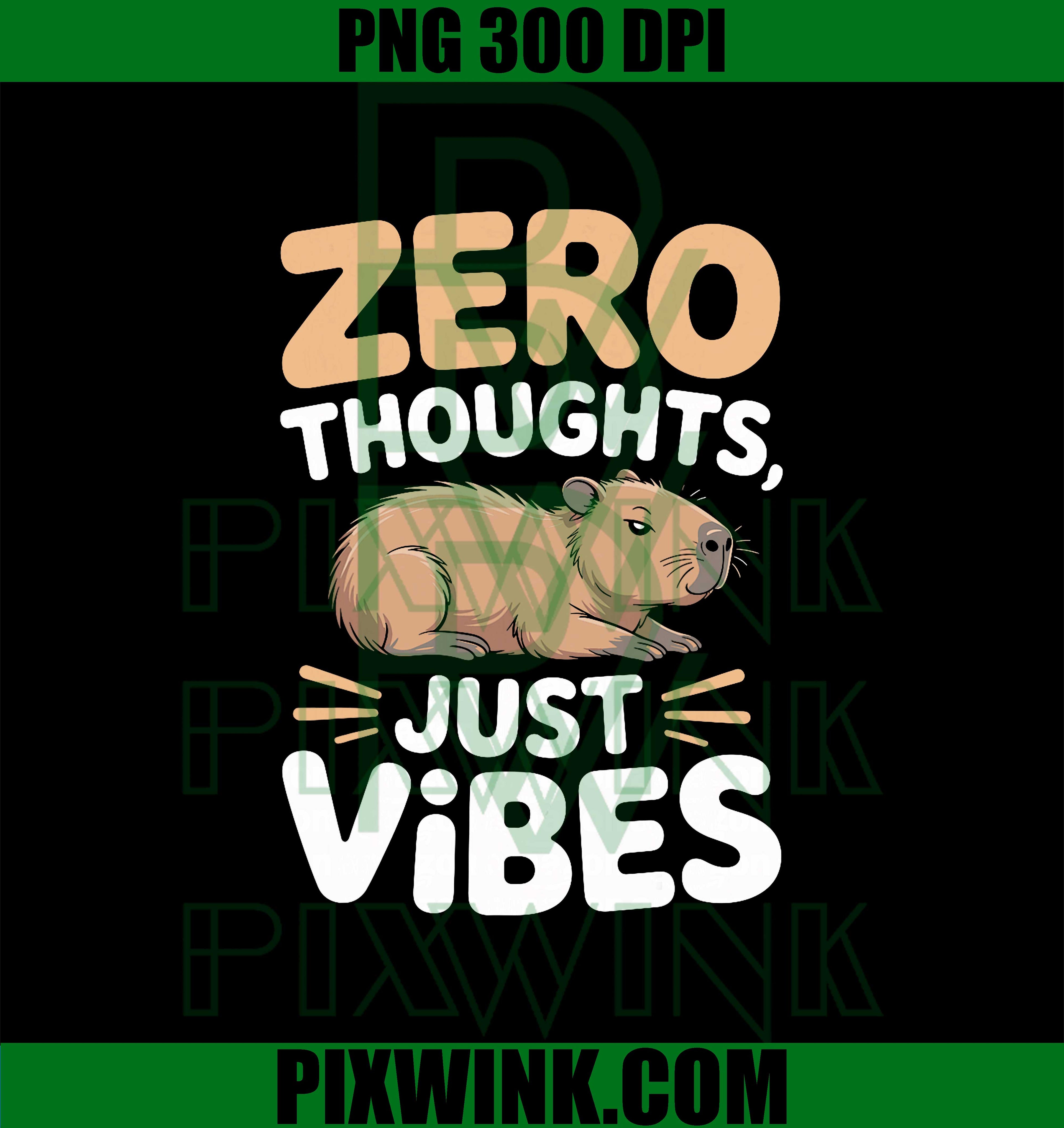 Zero Thoughts Just Vibes Capybara PNG