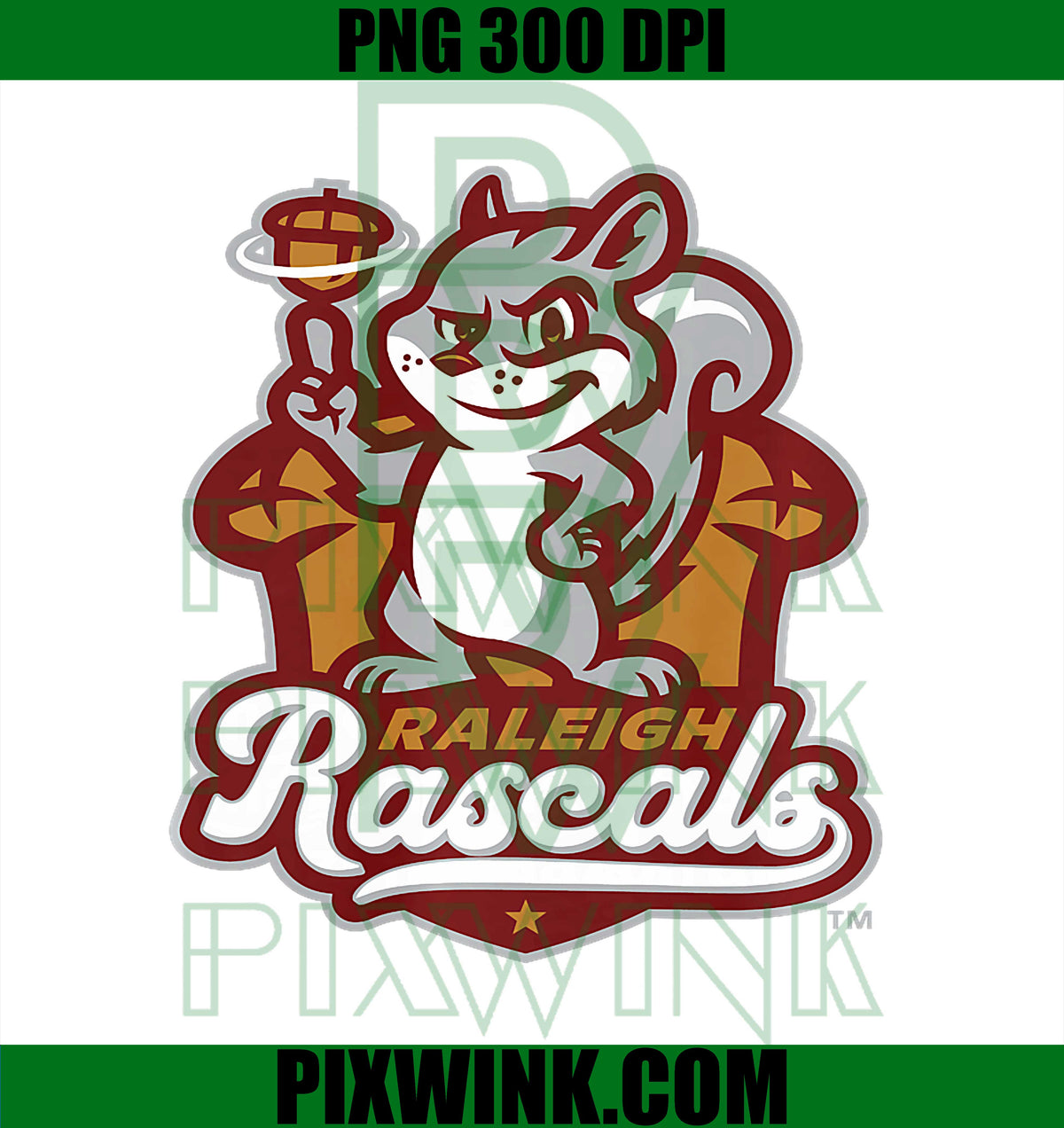 Raleigh Rascals Logo PNG, Baseball Mascot PNG, Sports Team PNG