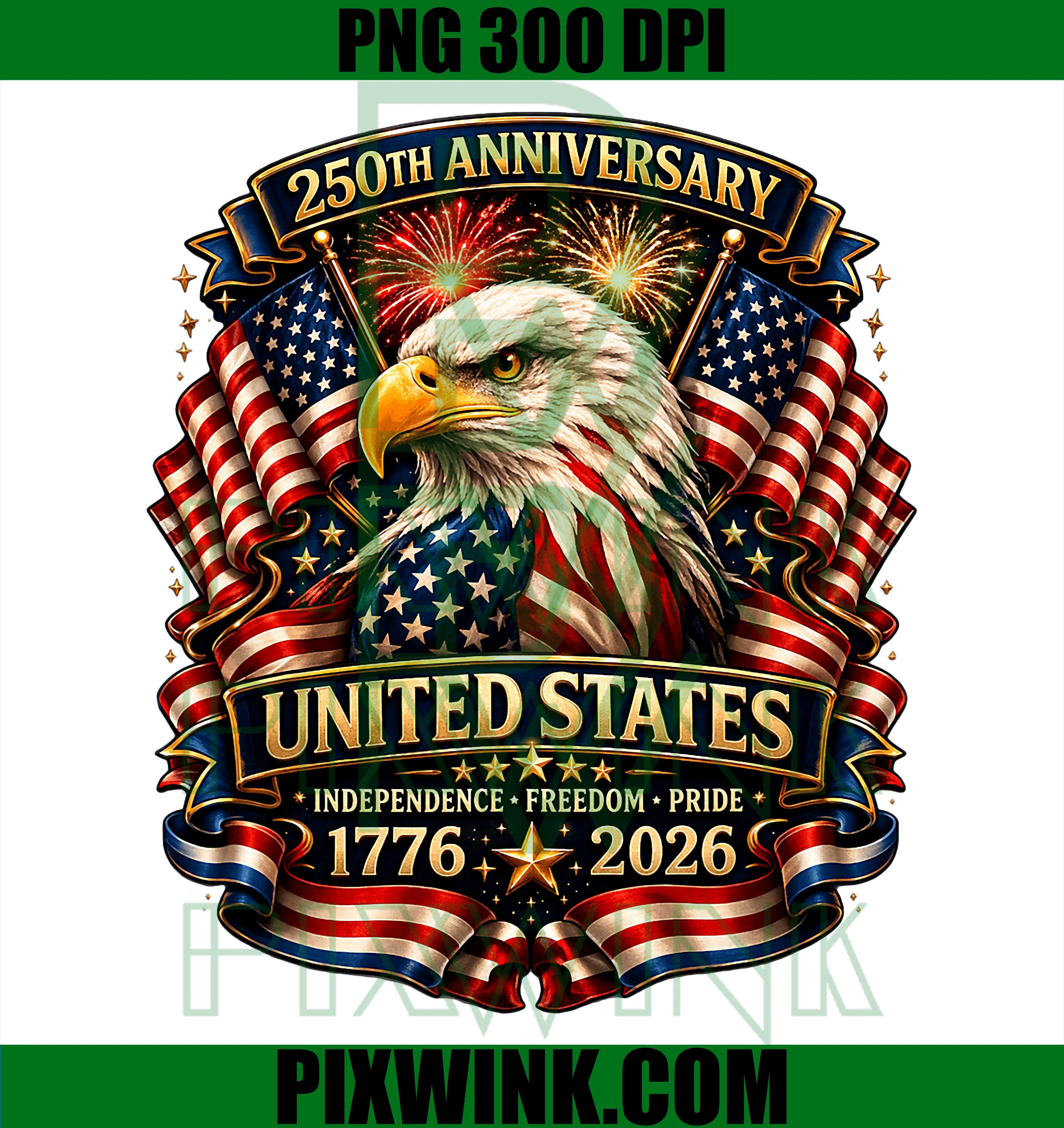 250 Anniversary USA Eagle PNG, Patriotic 4th Of July 2026 PNG