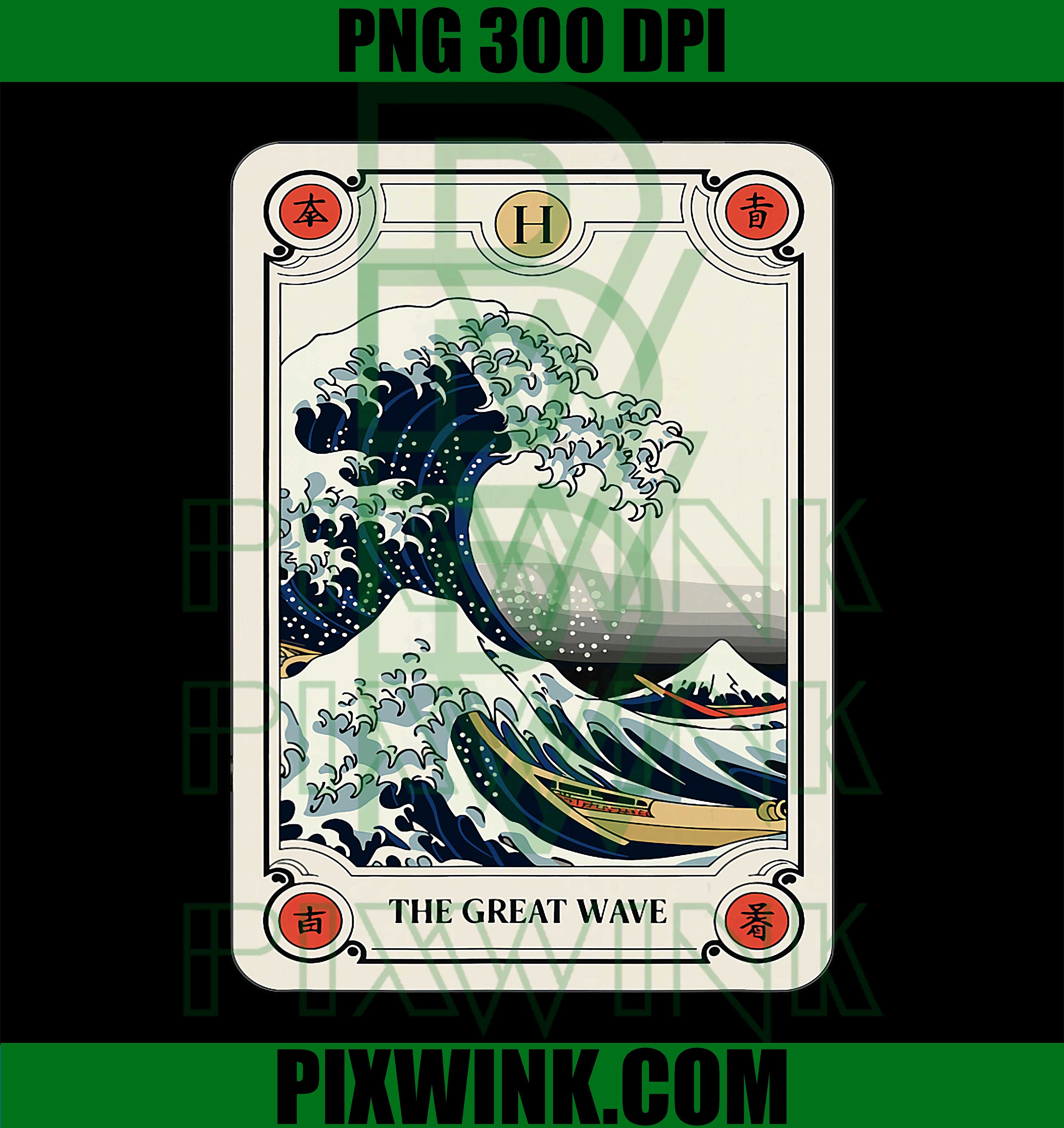 Great Wave Tarot PNG, Kanagawa Wave PNG Japanese Tarot Art Design