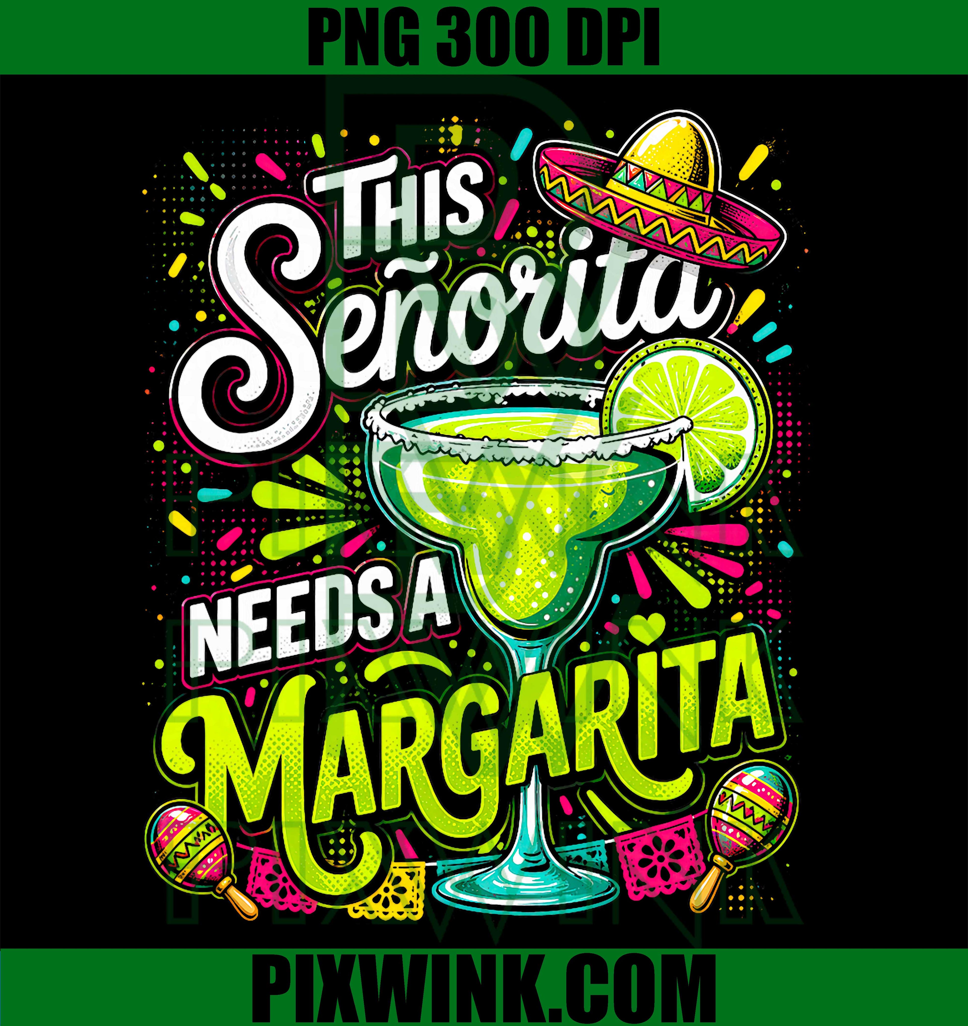 Senorita Margarita PNG, Fiesta Pop Art PNG Party Drink Design
