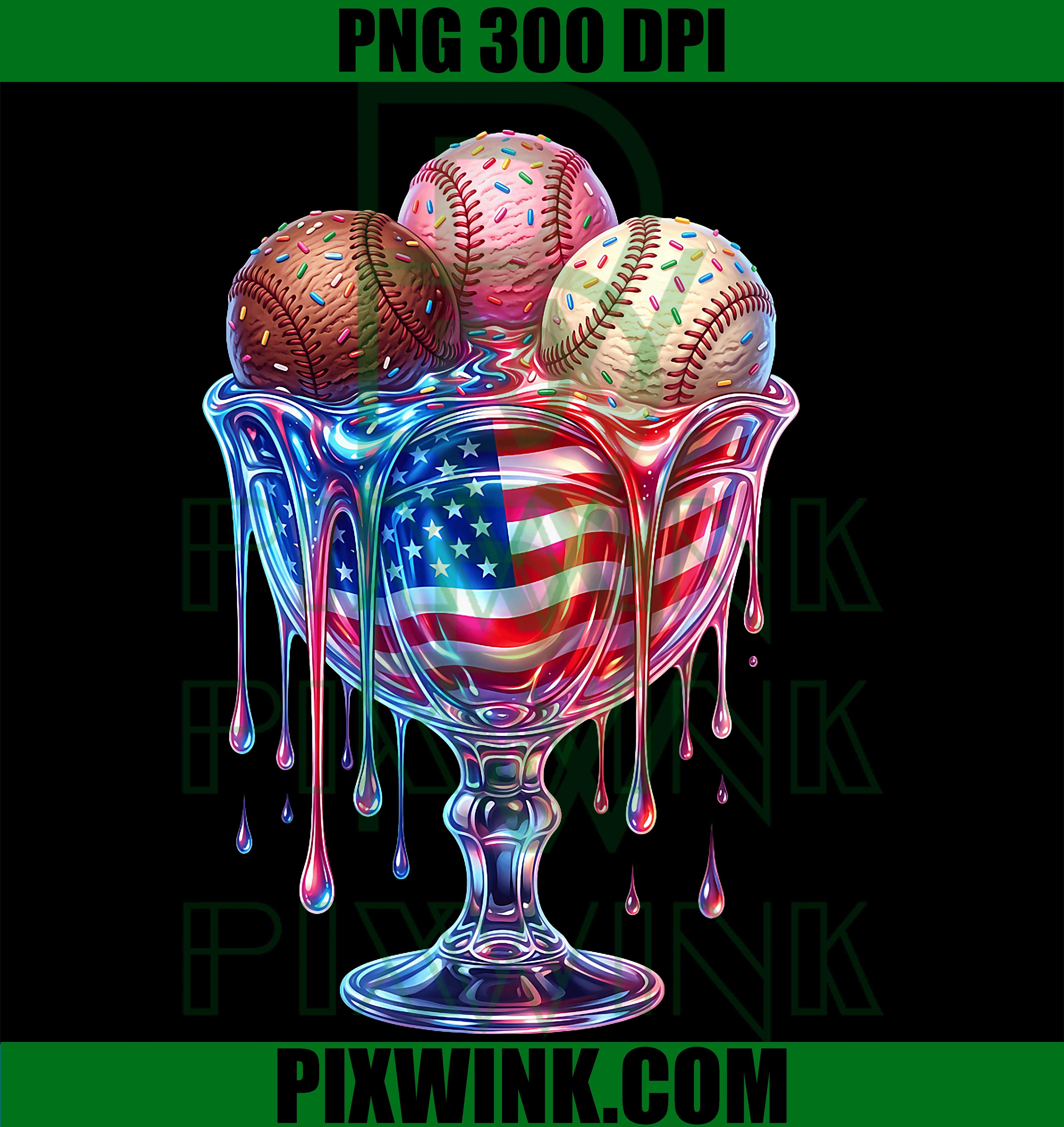 Drip Baseball Player PNG, Ice Cream Sprinkles Flag PNG