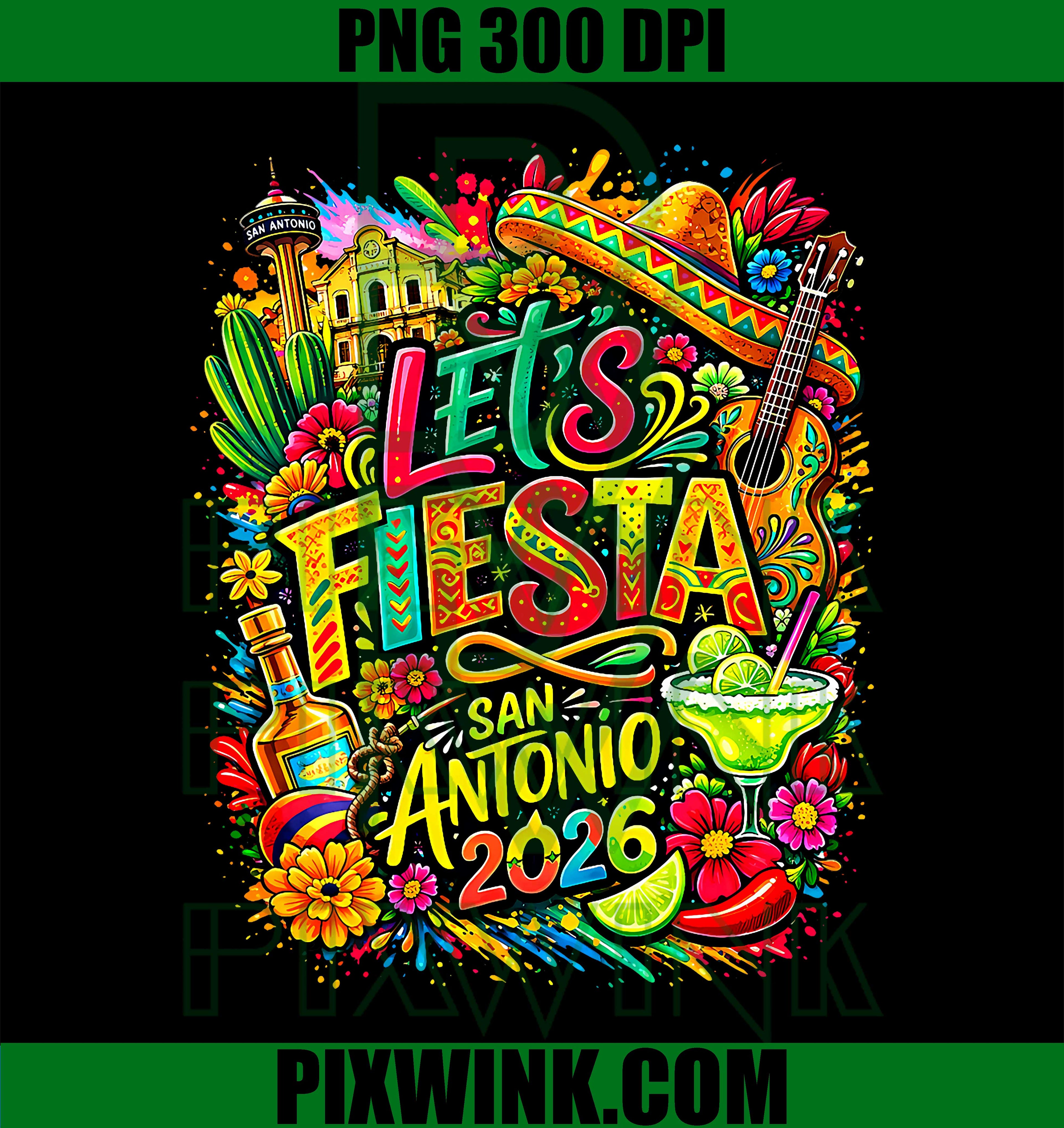 Let’s Fiesta San Antonio 2026 PNG, Cinco De Mayo Party Design PNG