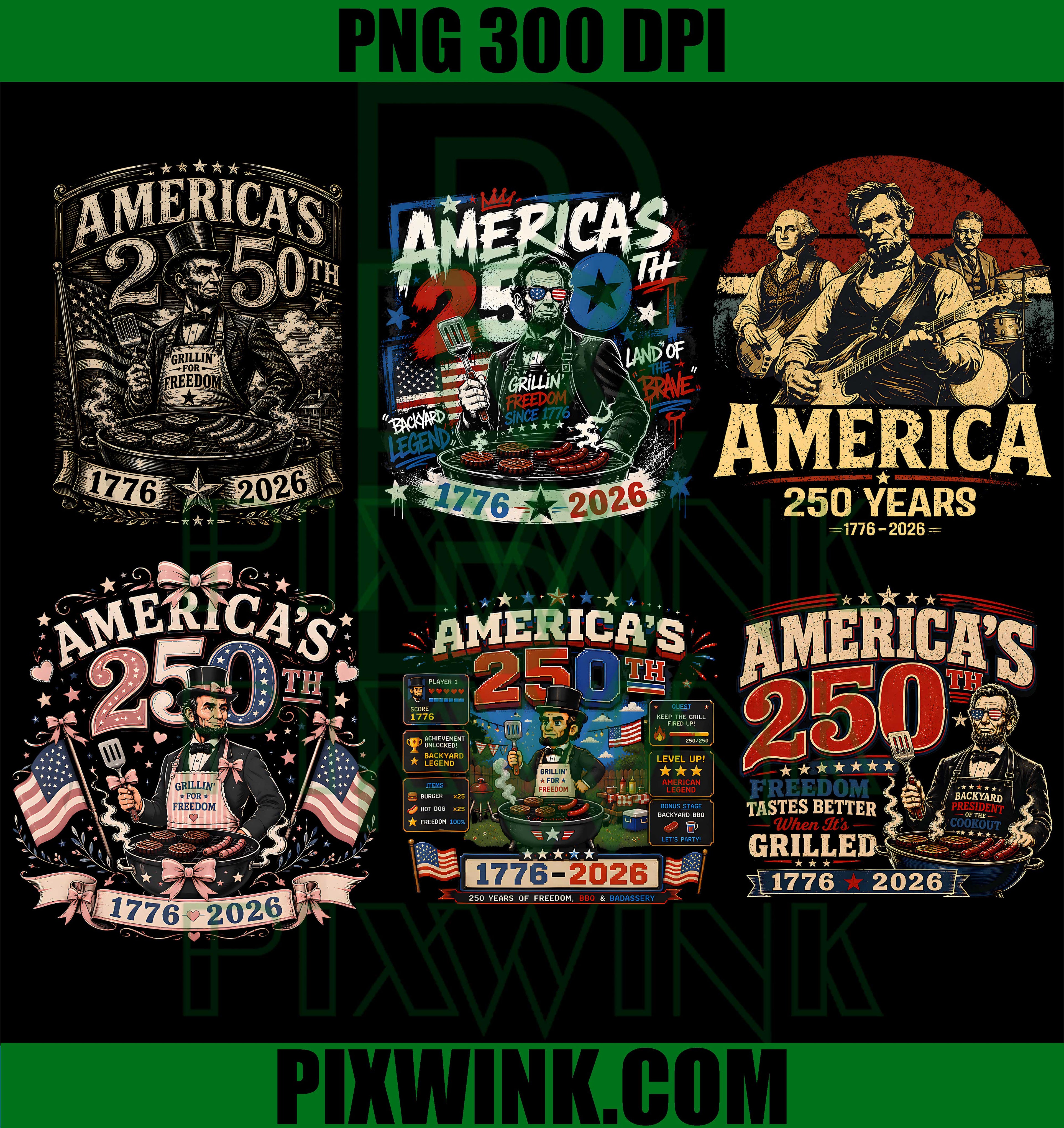 America 250th Lincoln Grill Bundle PNG, Patriotic BBQ Freedom PNG