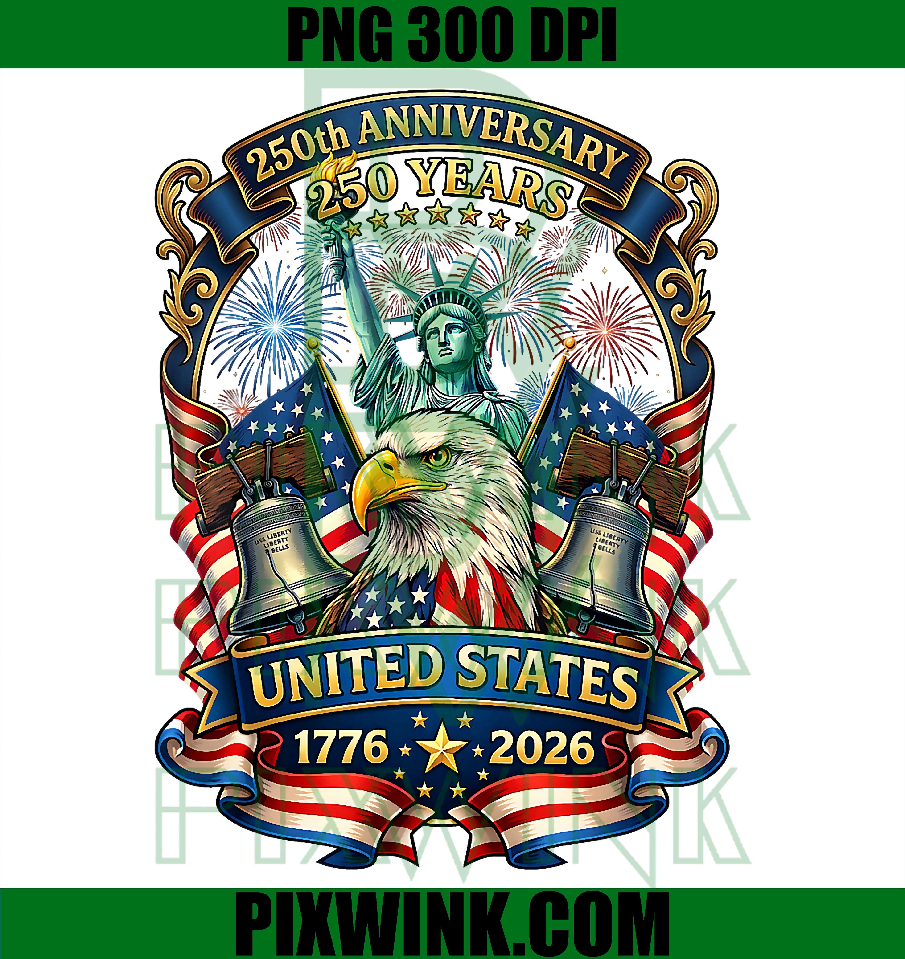 USA 250th Anniversary PNG, 1776–2026 Patriotic Eagle PNG Independence Celebration Design