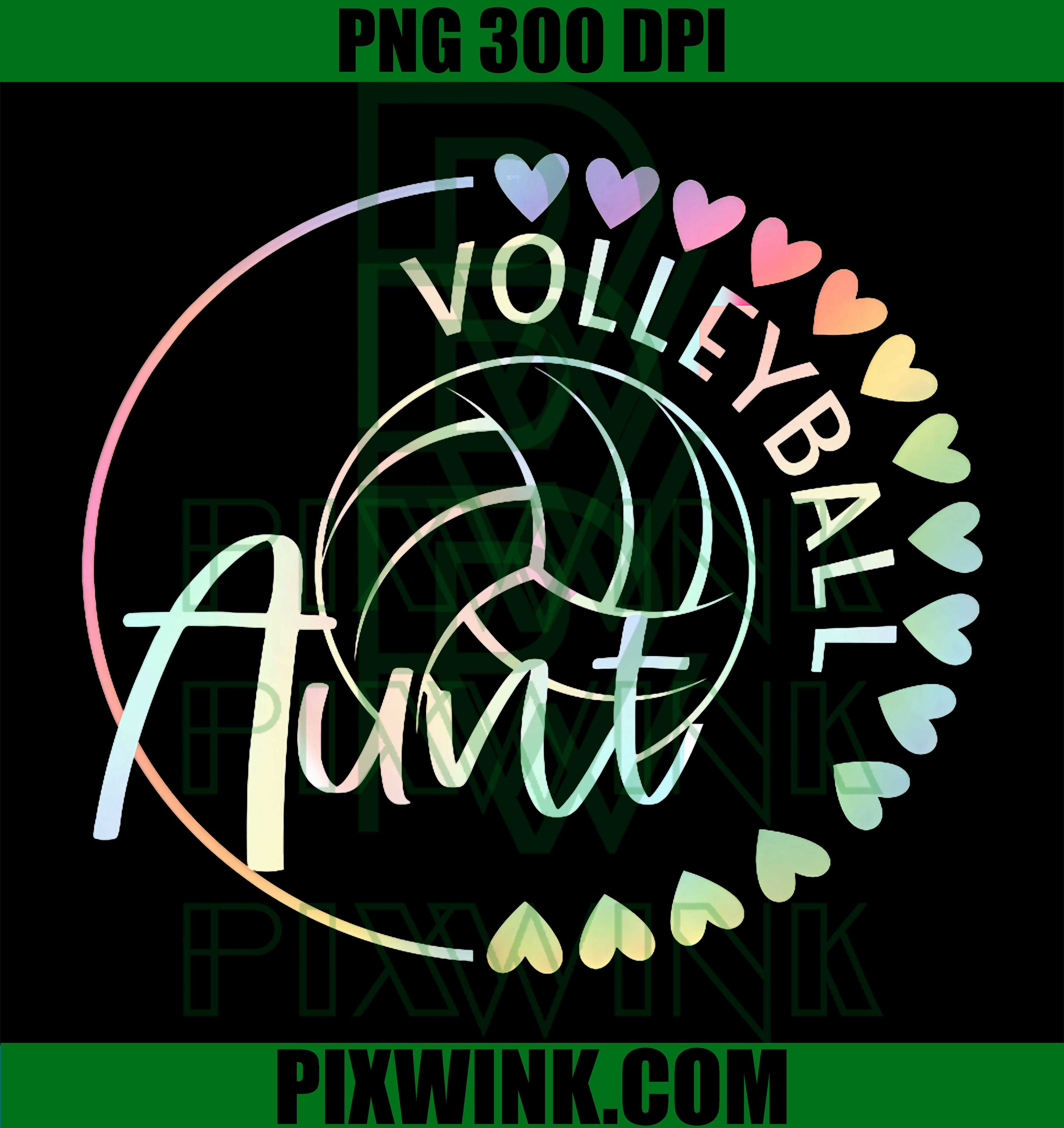 Volleyball Aunt PNG, Tie Dye Heart PNG Cute Family Sports Design