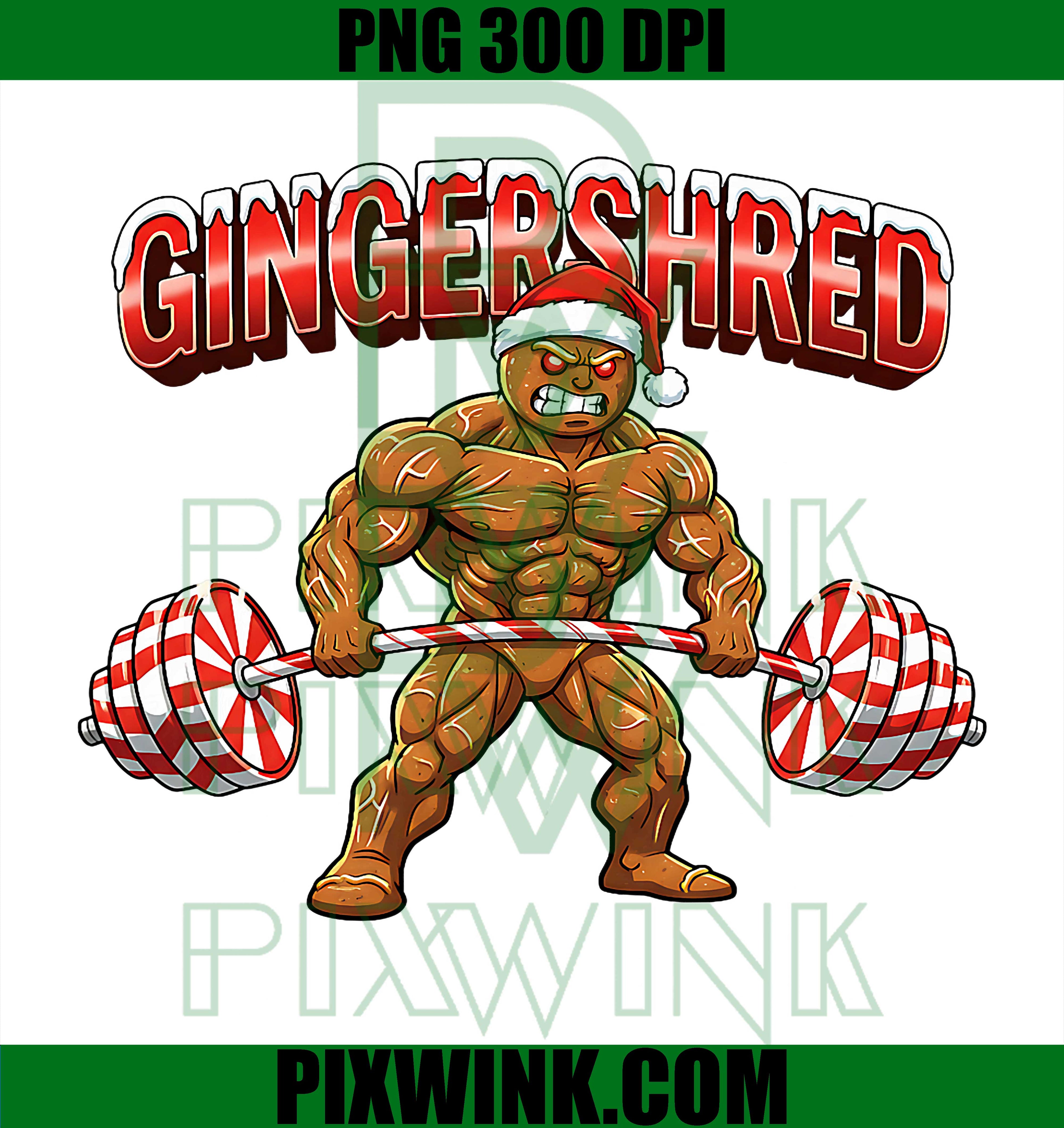 Xmas Gym Gingershred PNG, Funny Gingerbread Man Gym Bodybuilding PNG