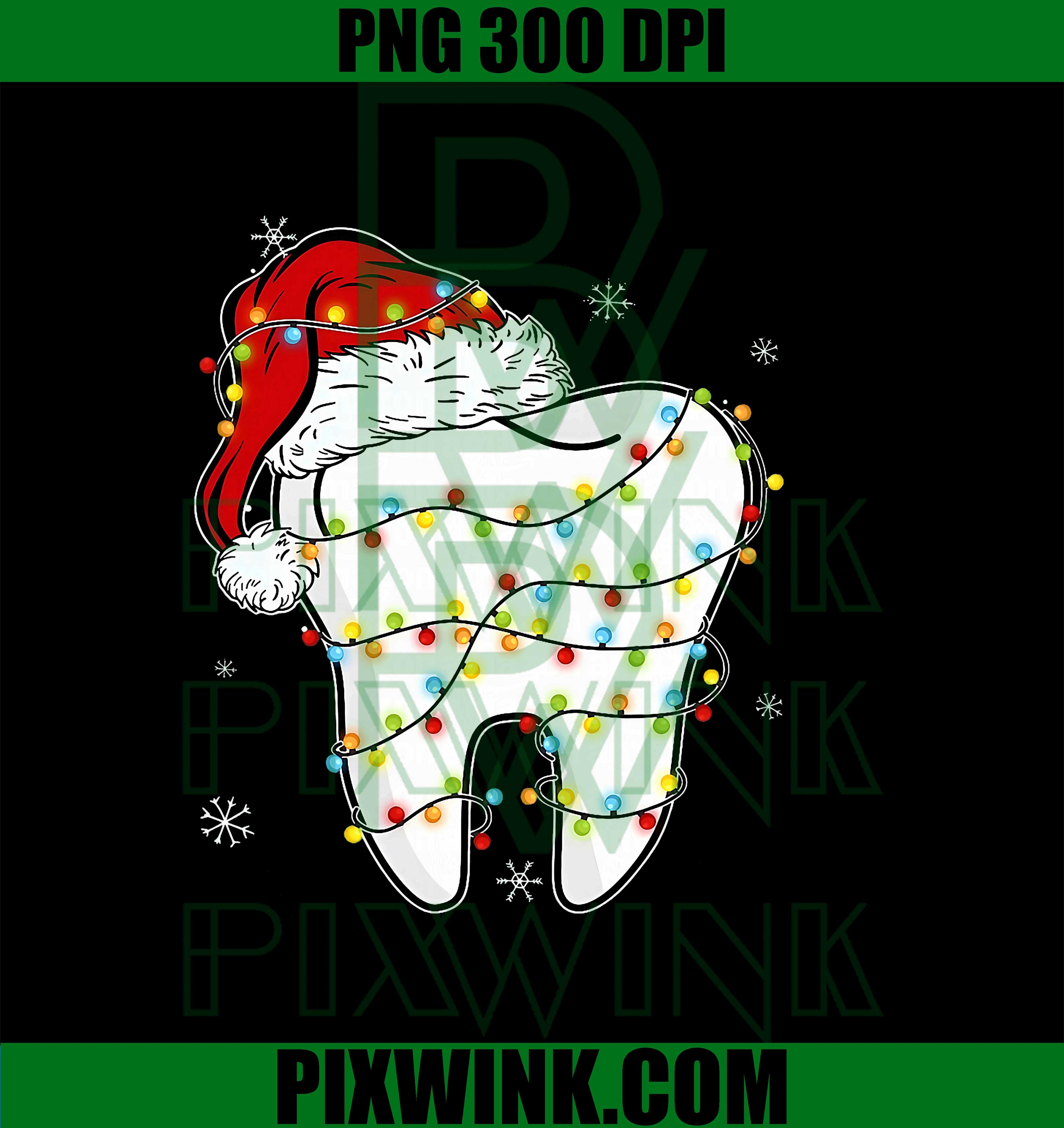 Christmas Teeth Dentist PNG, Xmas Lights Santa Hat PNG, Teeth Christmas PNG