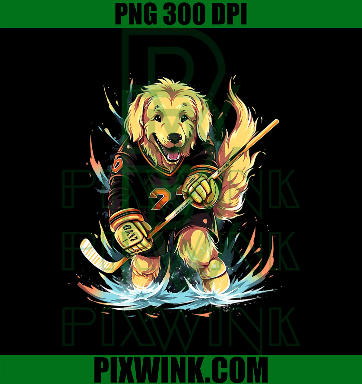 Hockey Golden Retriever PNG, Ice Hockey Player PNG, Dog Sports PNG