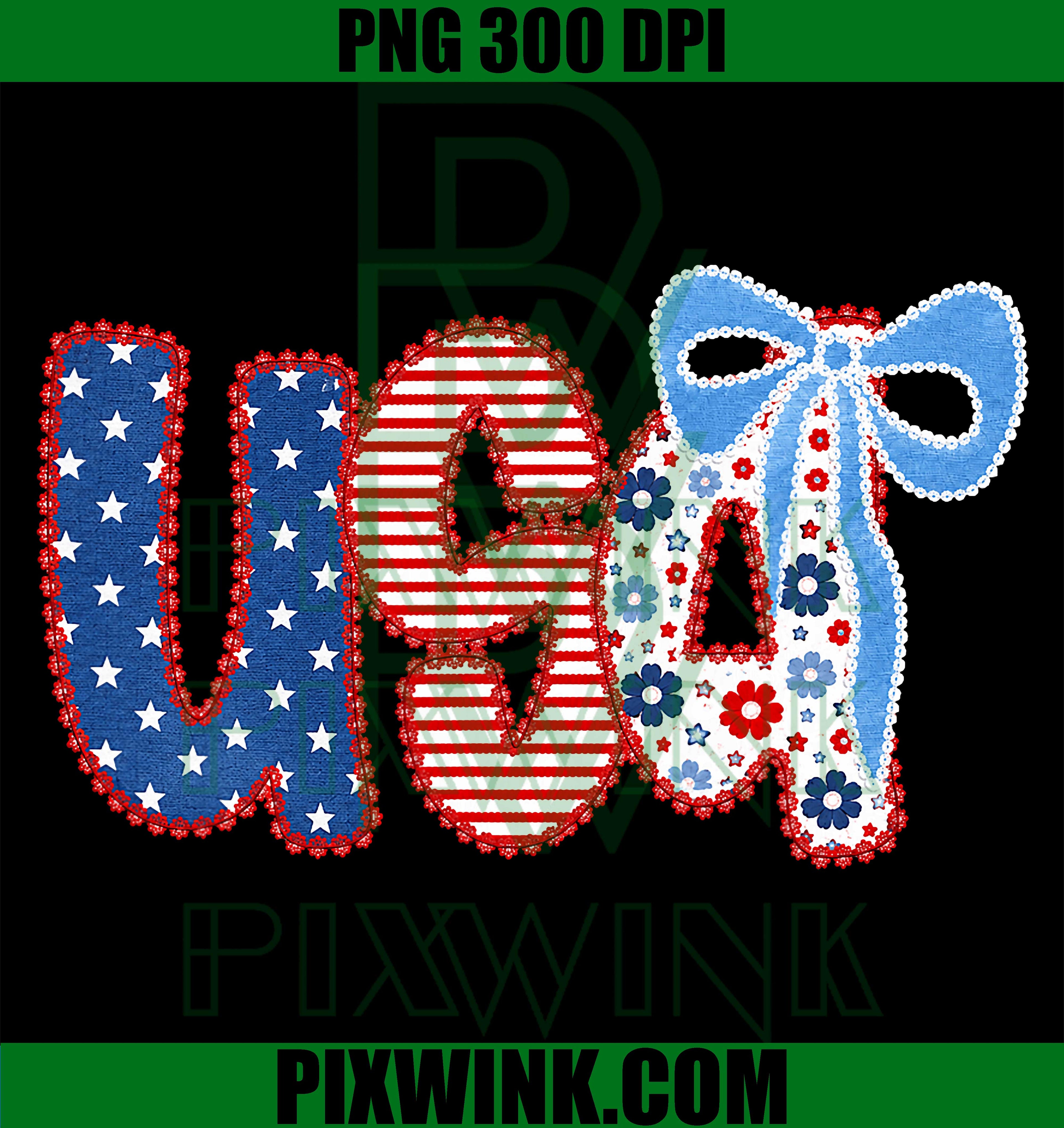 USA Coquette Bow PNG, Patriotic 4th of July Girl Flag PNG