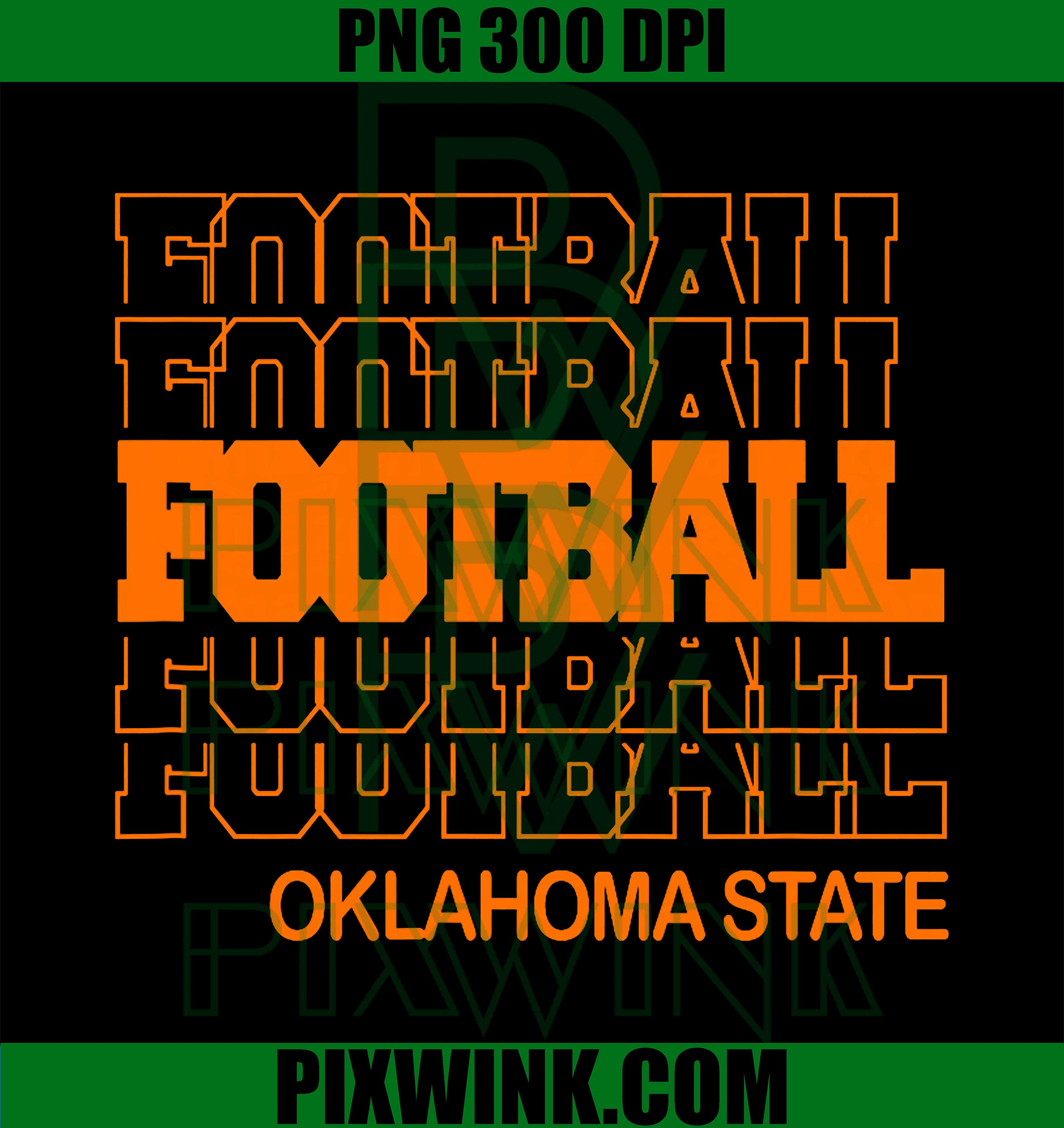 Football Oklahoma State in Modern Stacked Lettering PNG