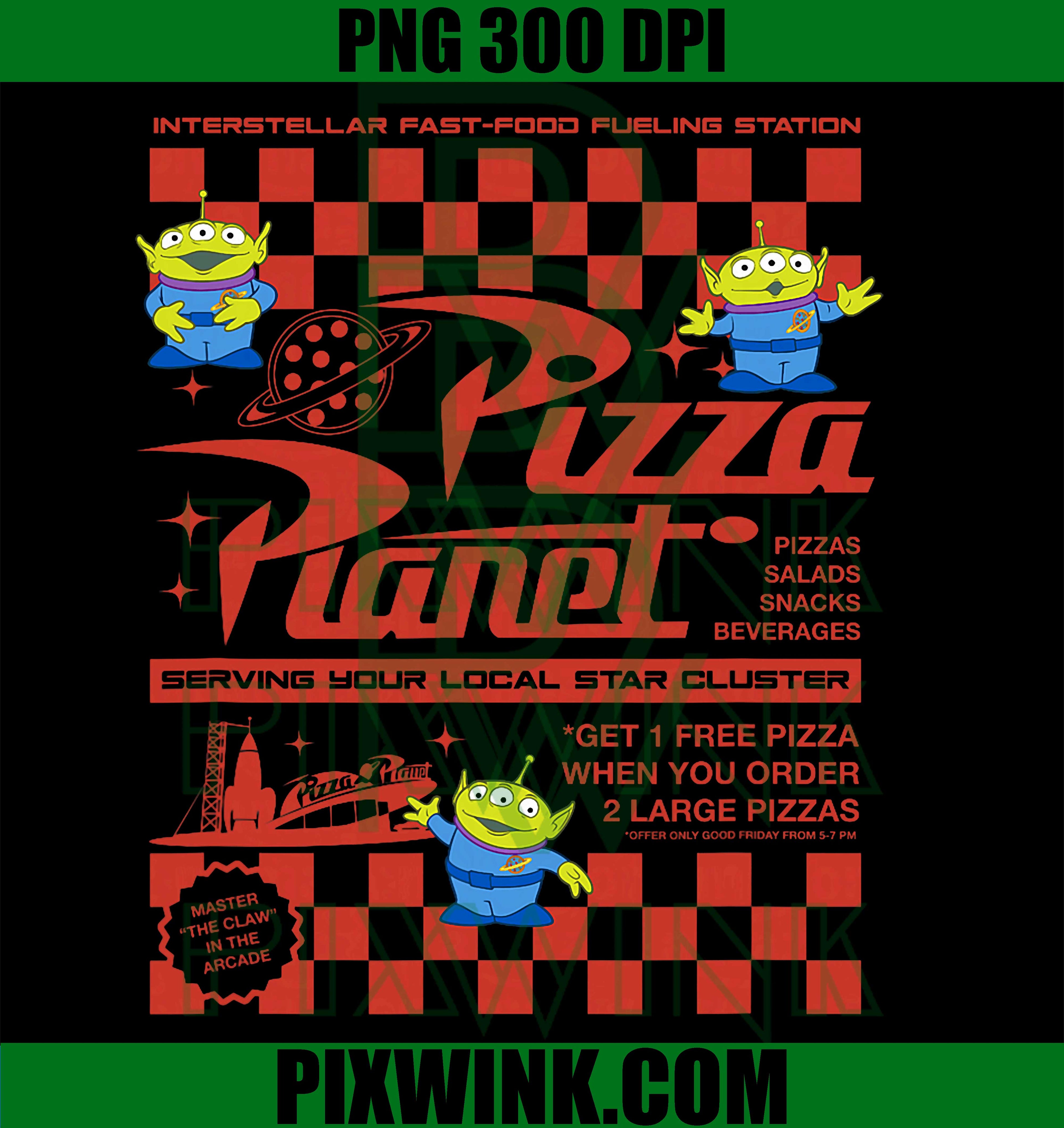 Disney Pixar Toy Story Pizza Planet Iconic PNG, Retro Flyer Logo PNG