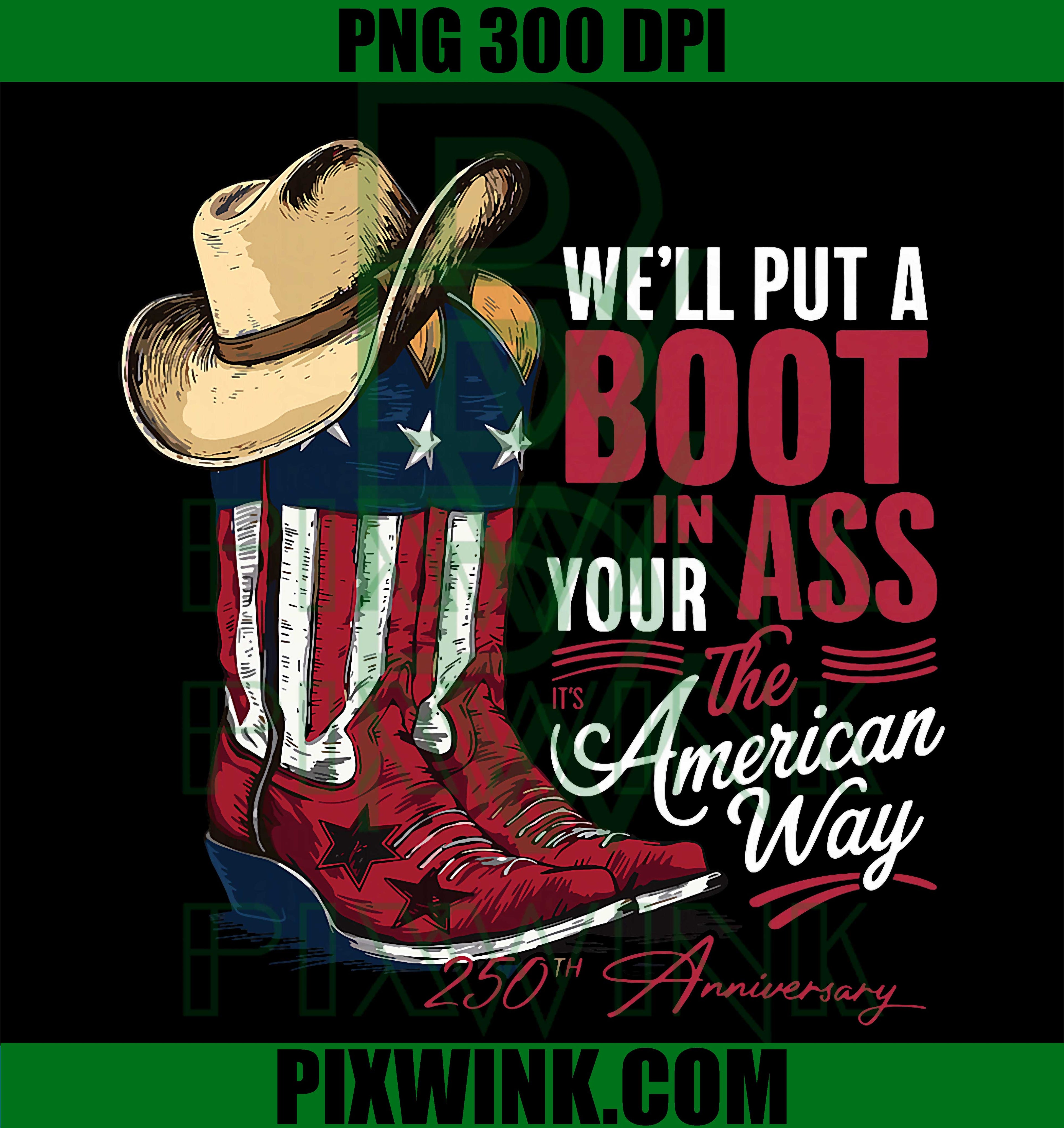 4th of July Cowgirl PNG, Western Boot PNG Patriotic Humor Design