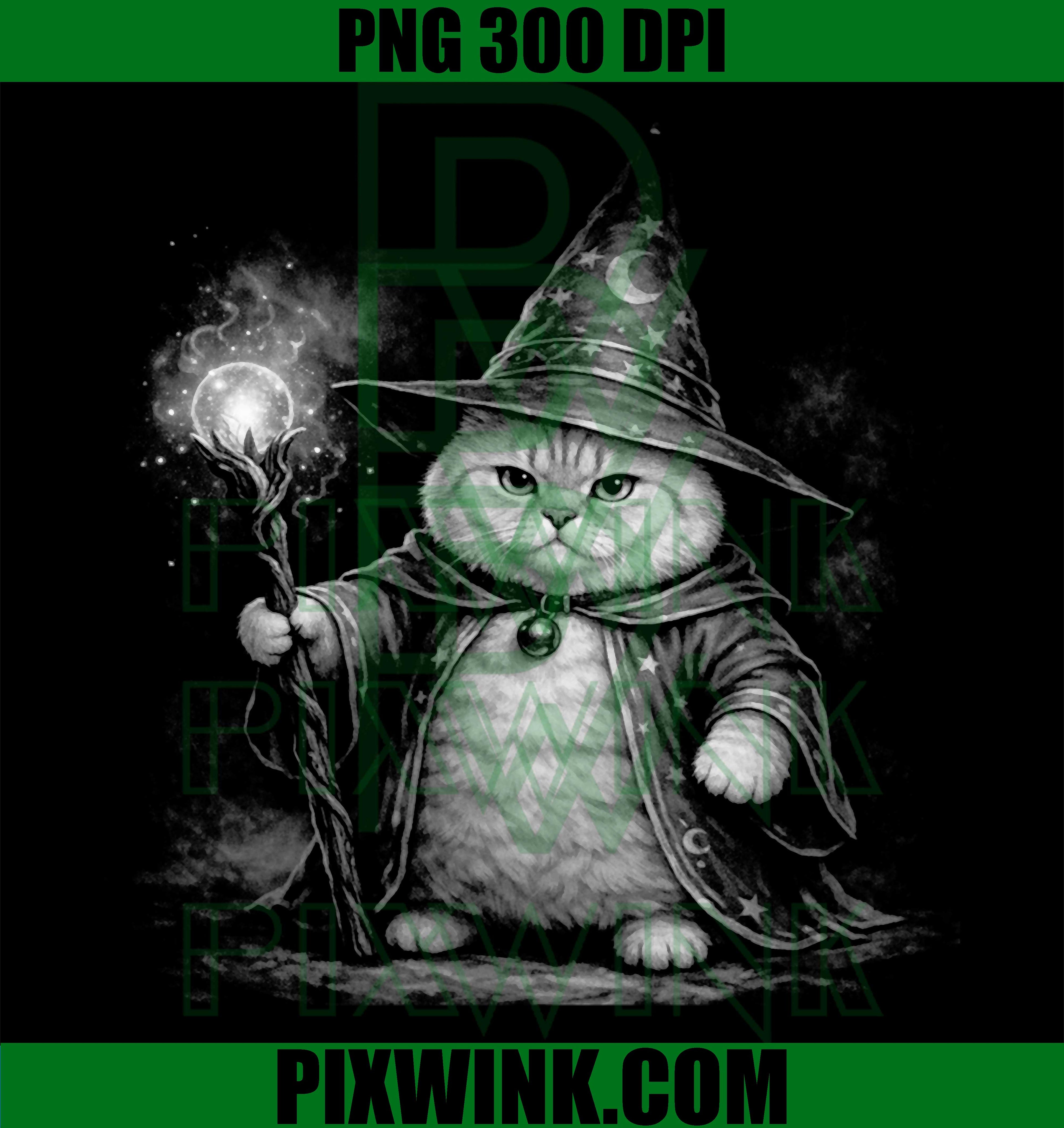 Wizard Cat PNG, Magic Tabby Meme PNG Vintage Fantasy Design