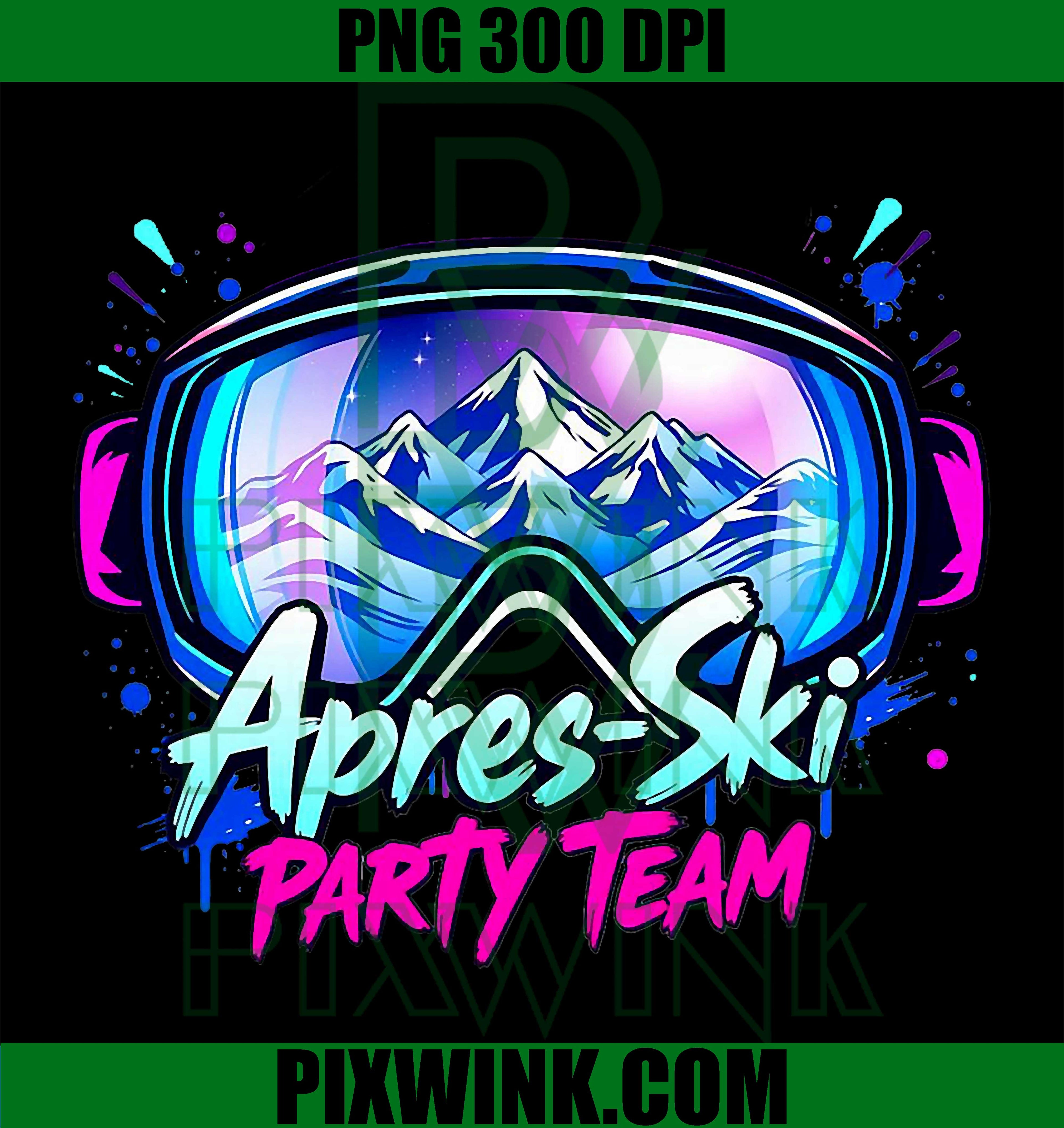 Apres Ski Party PNG, Snowy Mountain Nightlife Design PNG