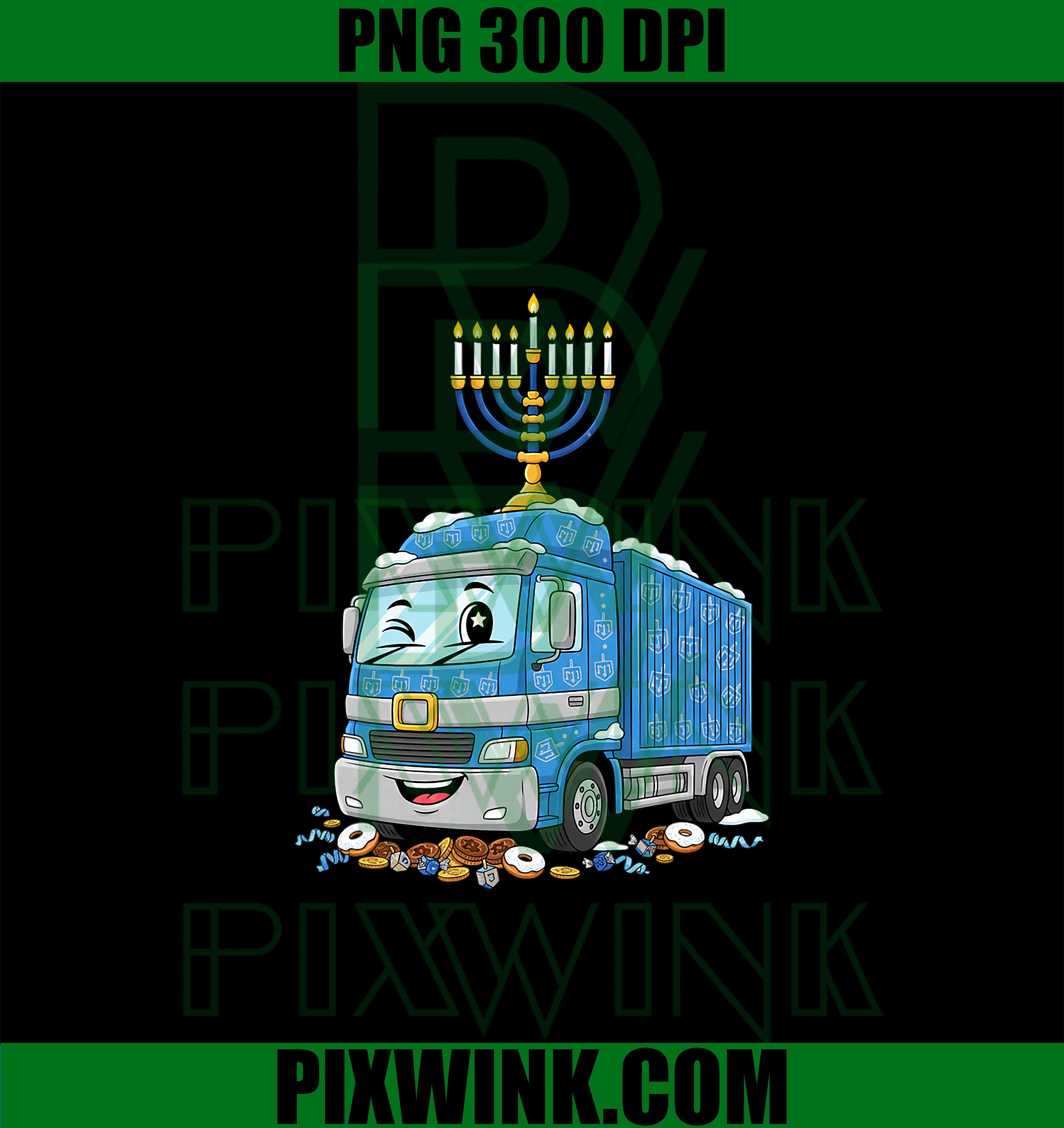 Container Truck Dreidel Menorah Hanukkah PNG
