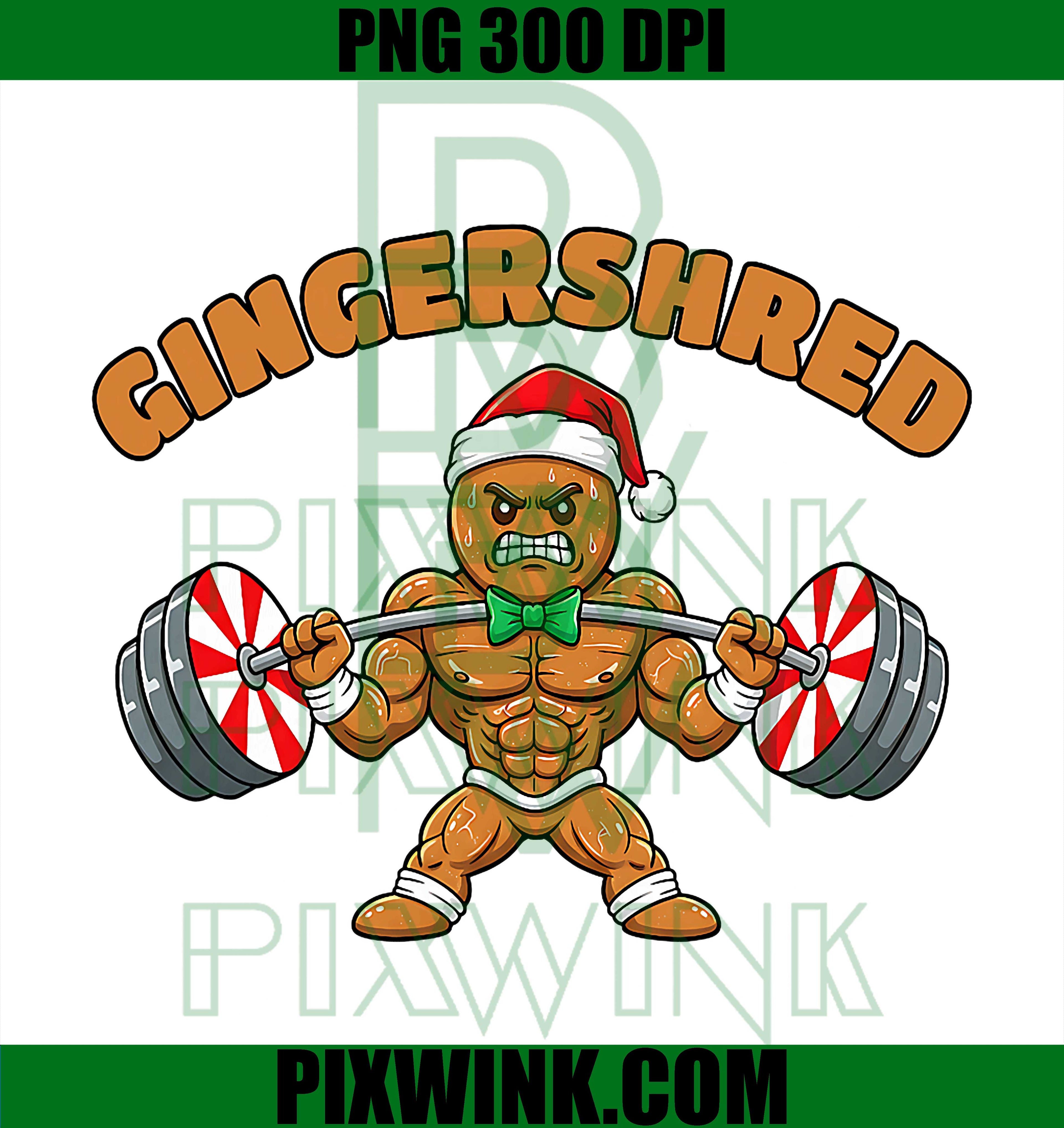 Xmas Gym Gingershred, Funny Gingerbread Man Gym Bodybuilding PNG