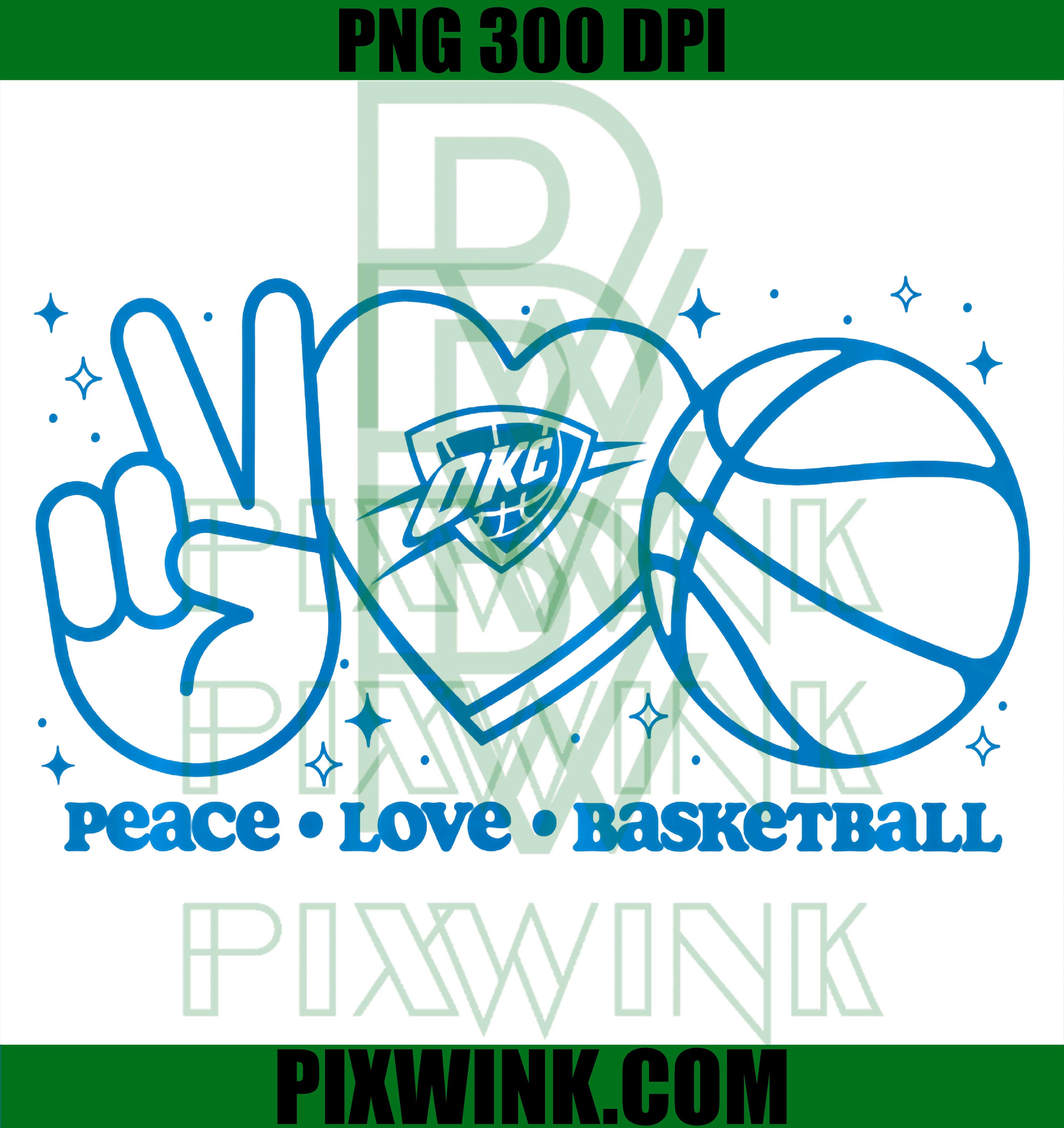 Oklahoma City Thunder PNG, Peace Love Basketball PNG