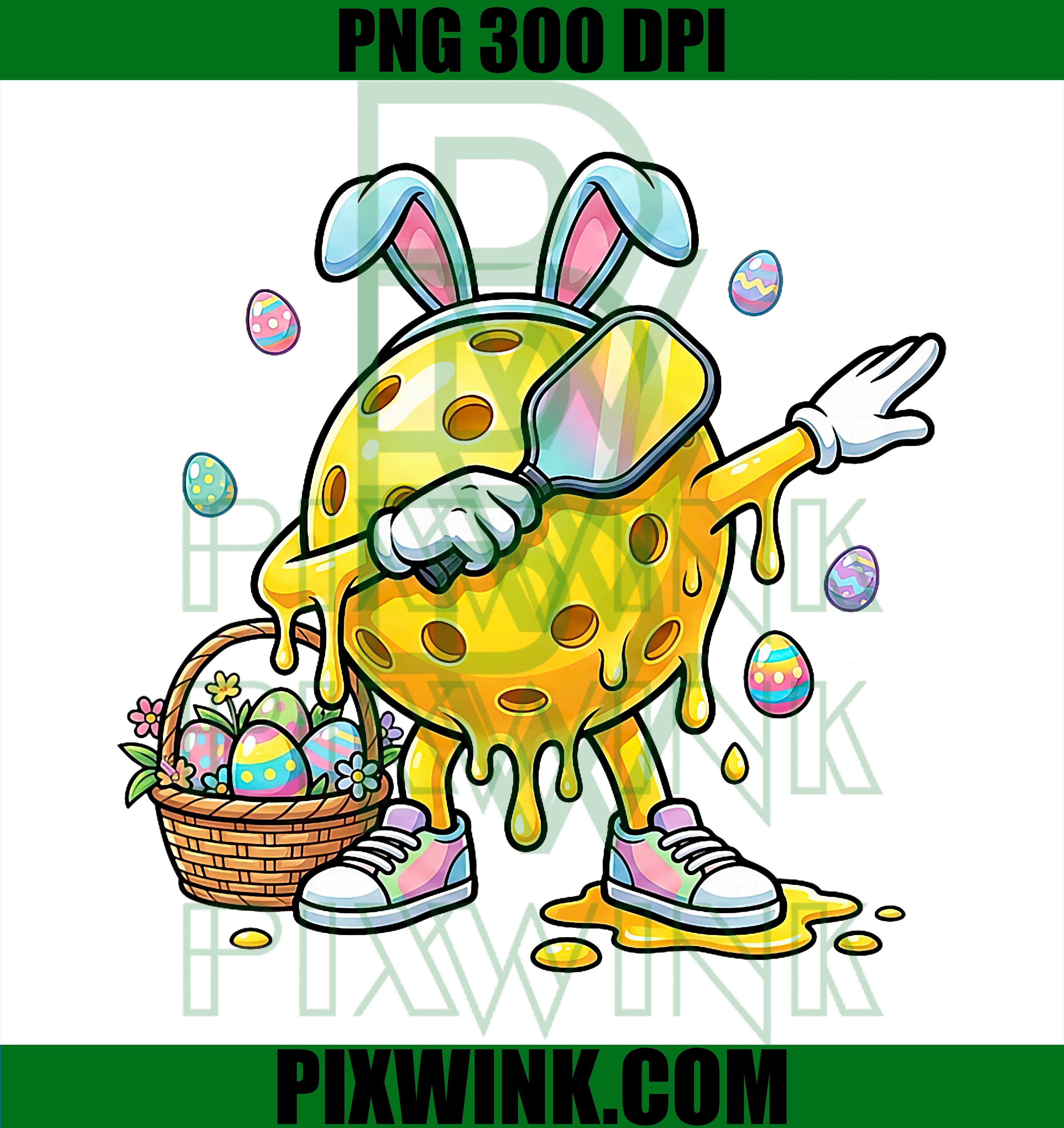 Funny Drip Pickleball Bunny PNG, Easter Day Pickleball Bunny Graphic PNG