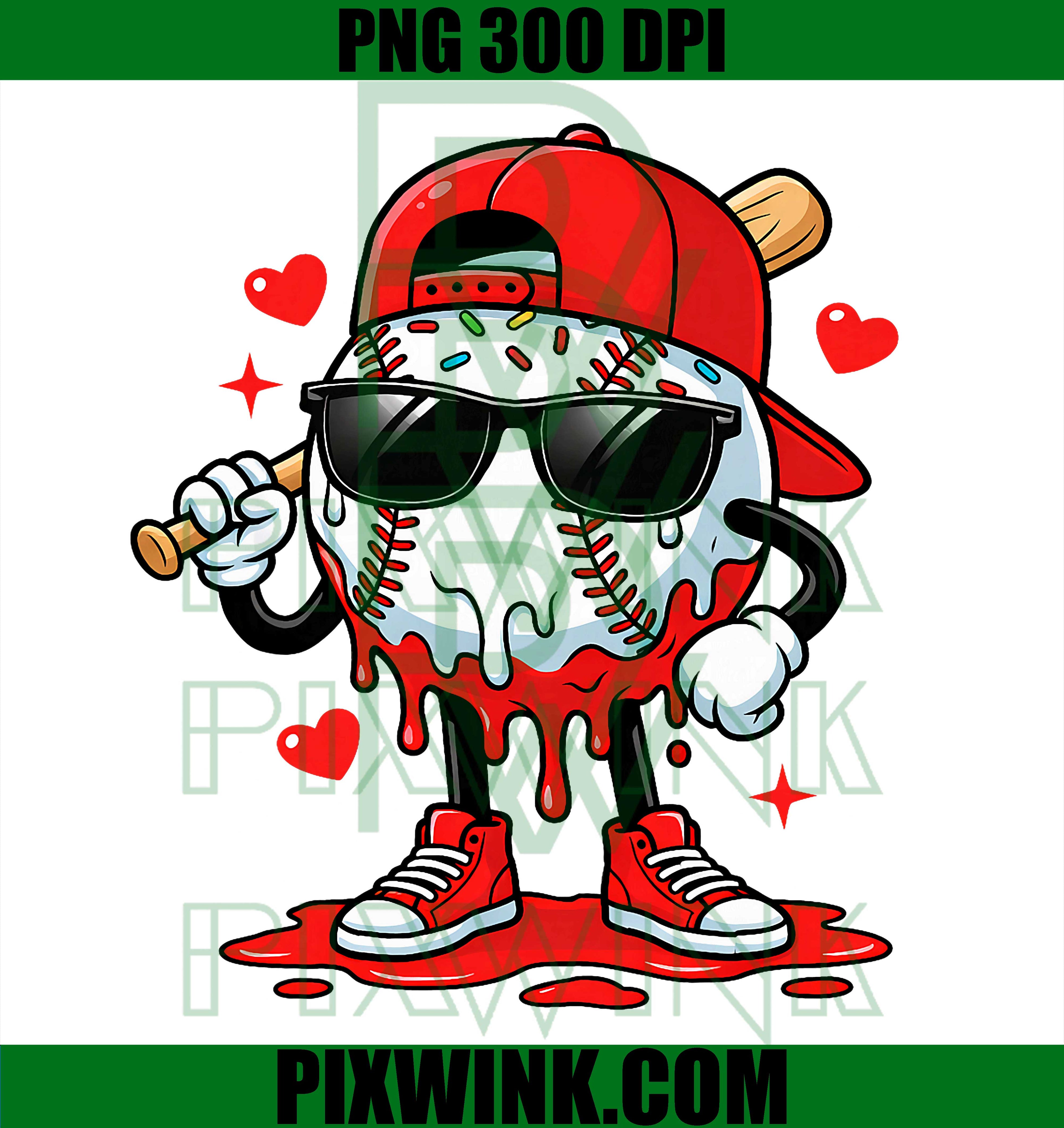 Baseball Drip Icecream PNG, Youth Boy PNG, Valentine Sports Art PNG
