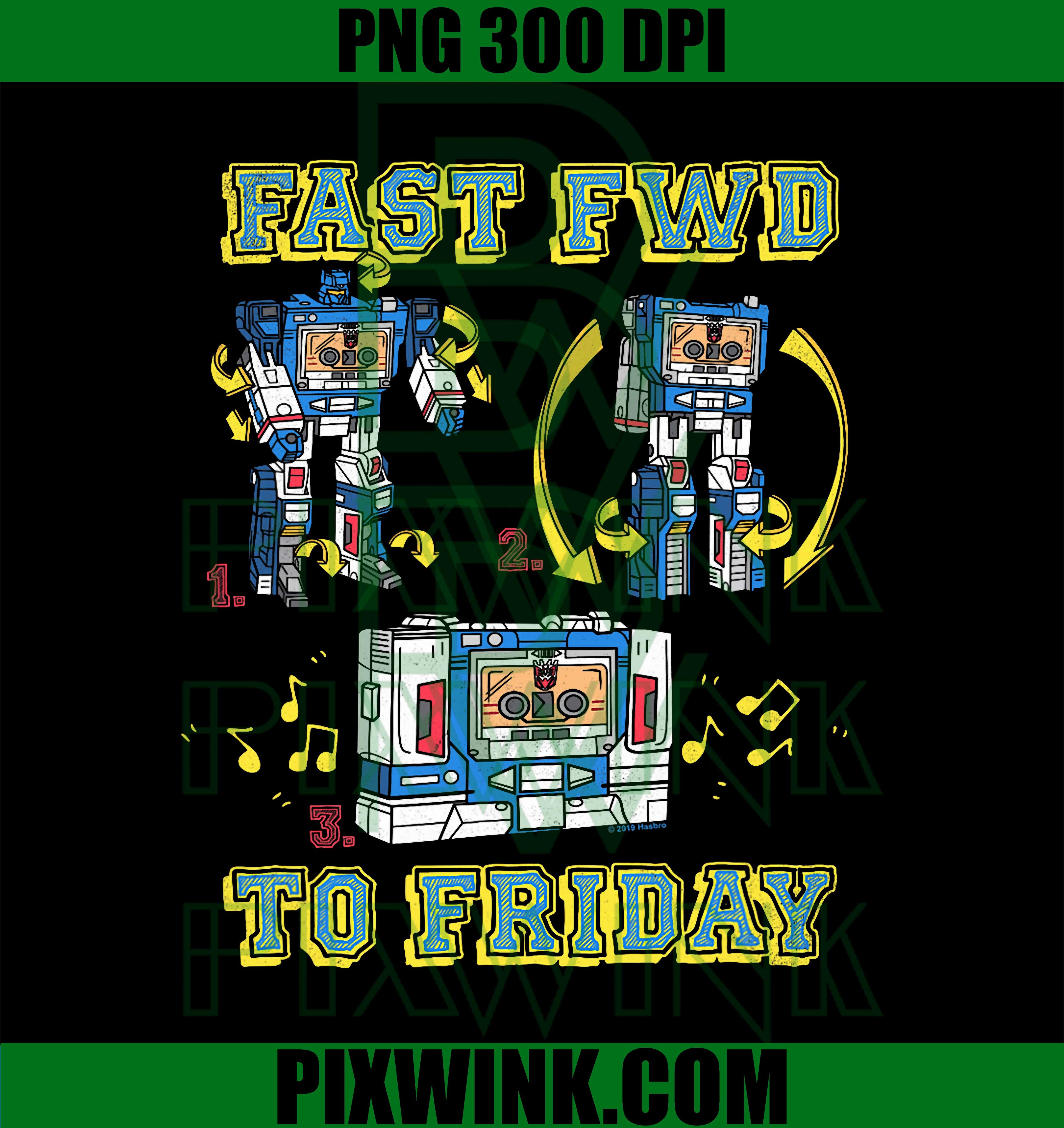 Transformers Forward Friday PNG, Retro Robot Graphic PNG

