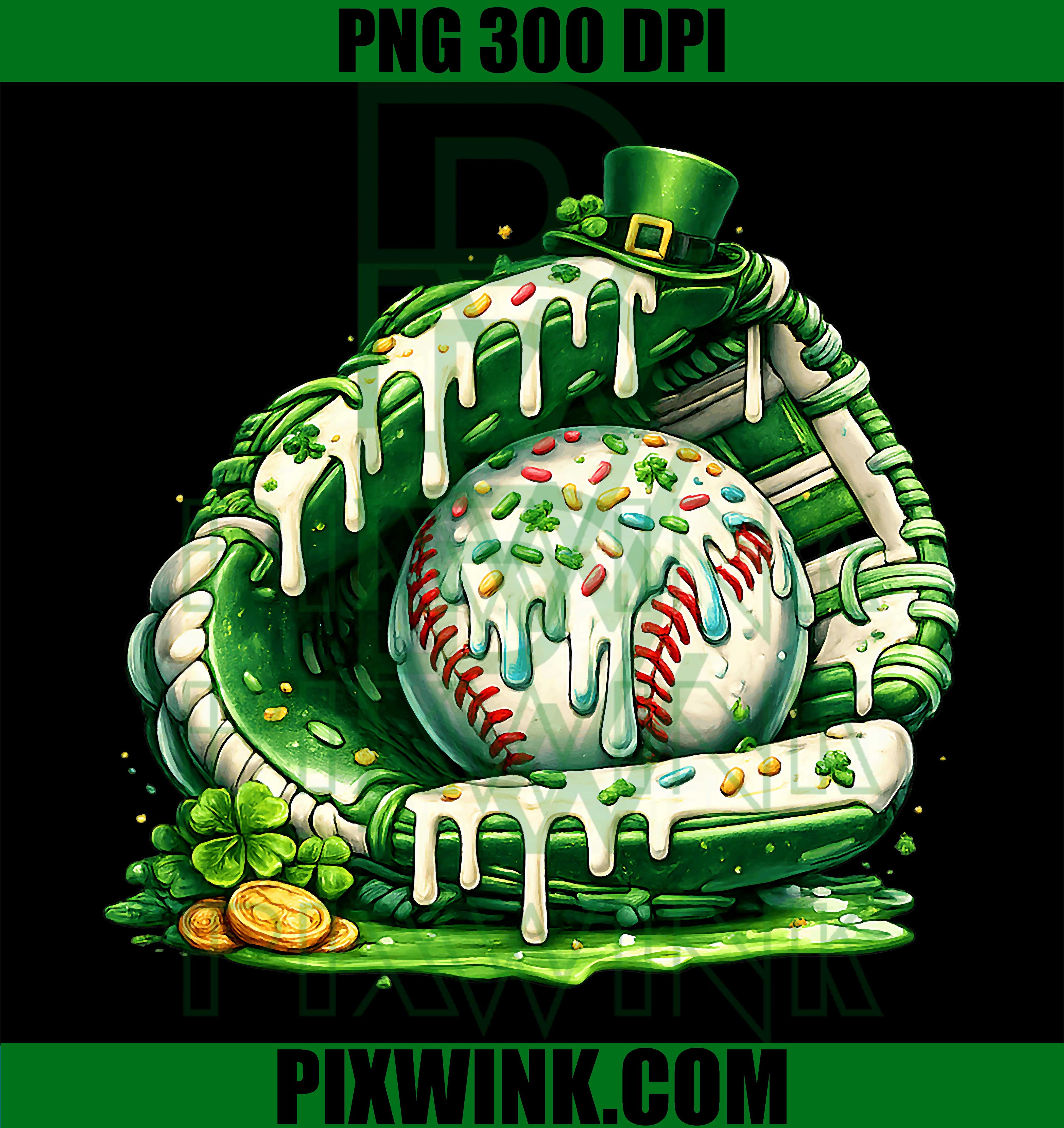 Baseball St Patrick’s Day Carnival PNG, Ice Cream Drip Boys Baseball PNG