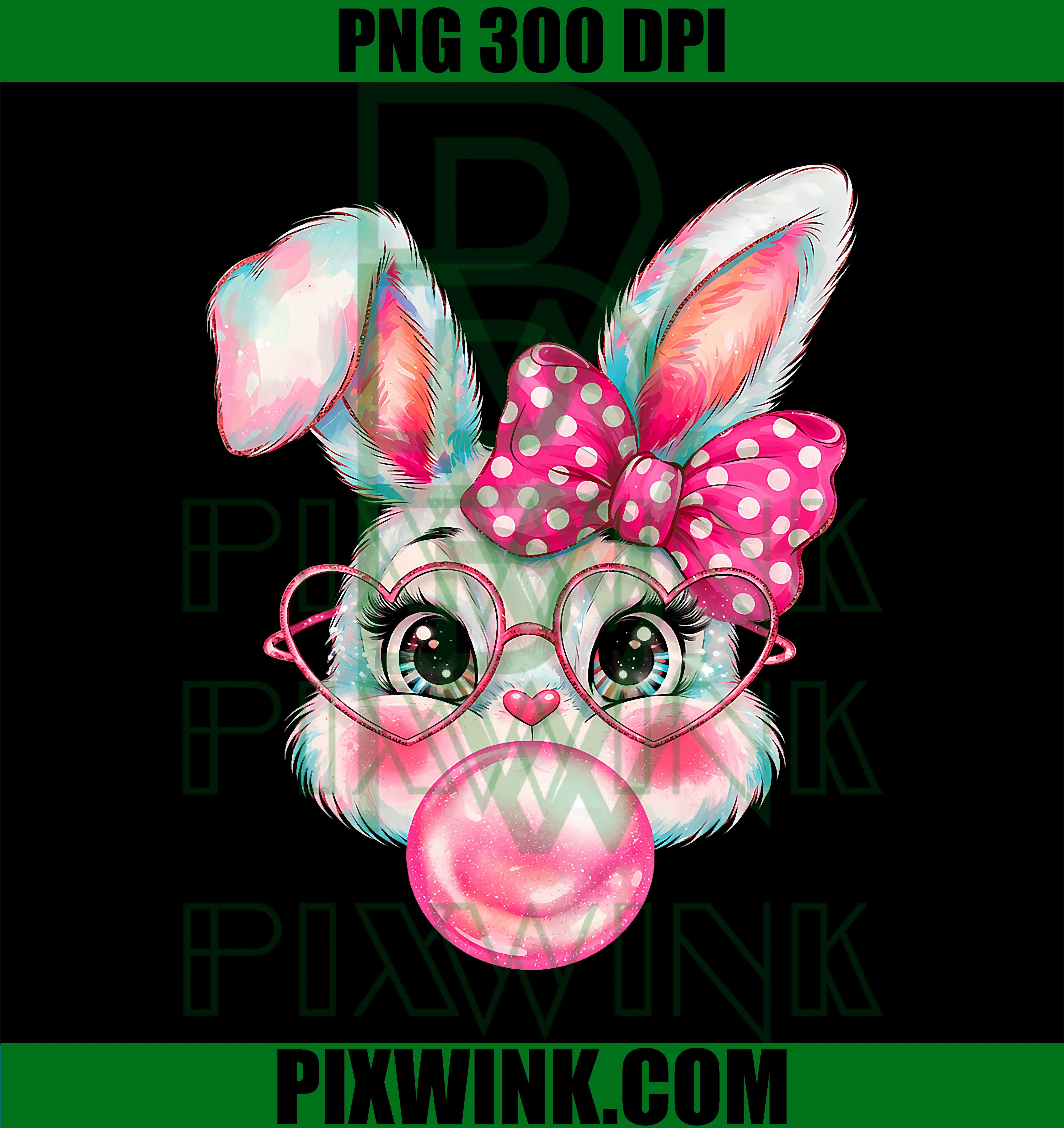 Cute Bunny Face Coquette PNG, Girls Easter Bunny PNG
