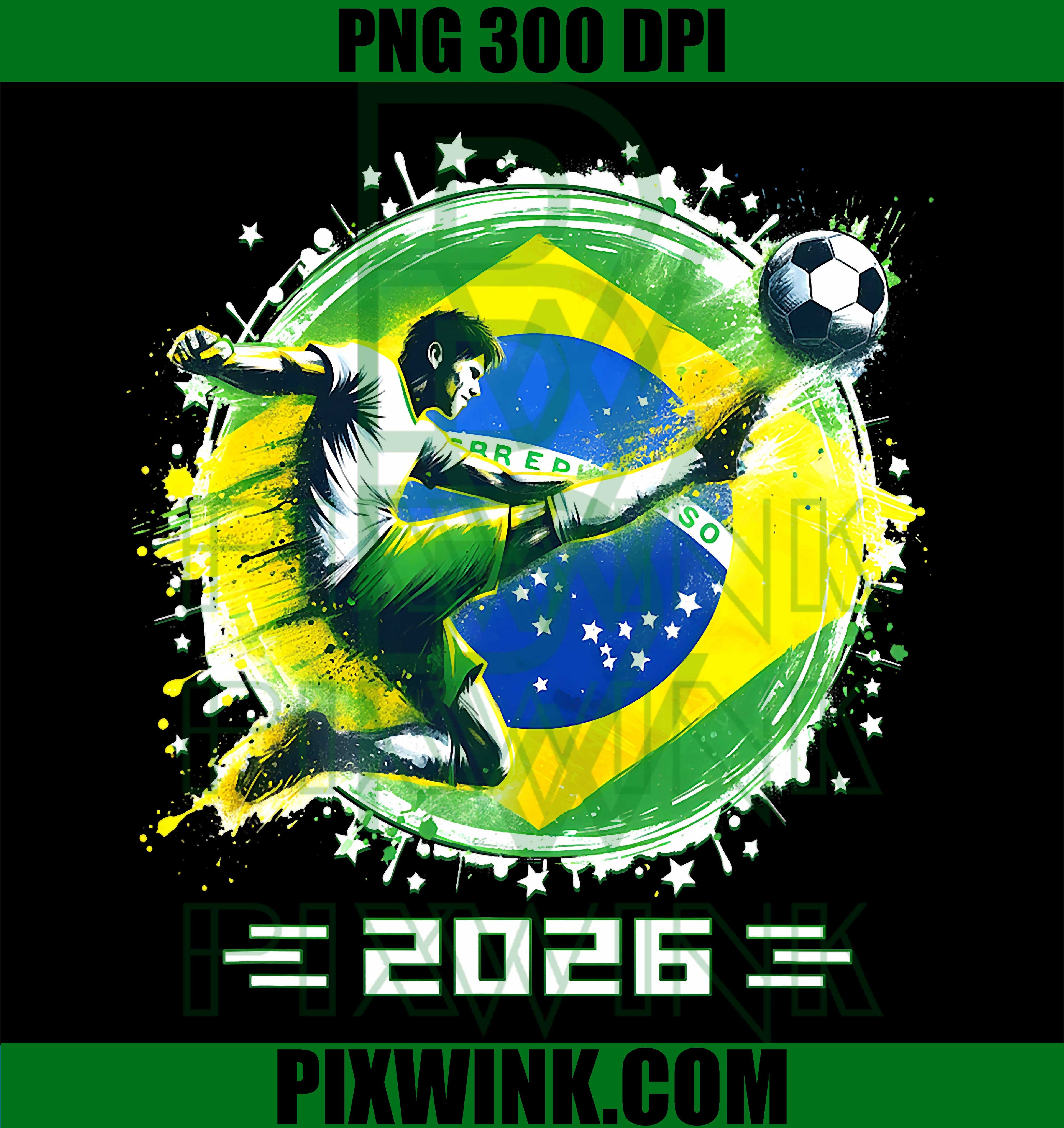Brazil Player Sports, Vintage Men Boys Brasil 2026 PNG