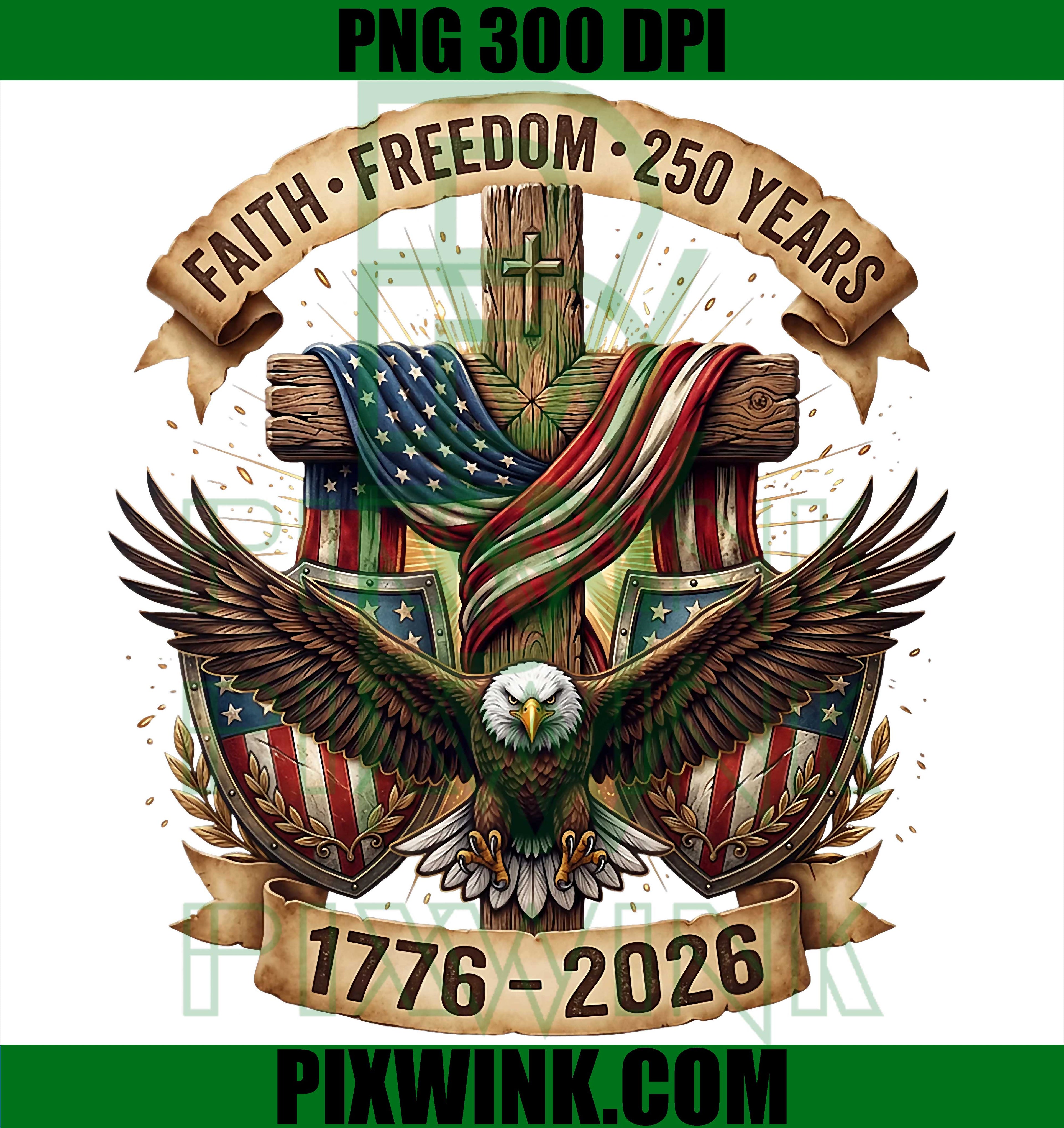 Faith Freedom 250 Years PNG, USA Independence Anniversary PNG