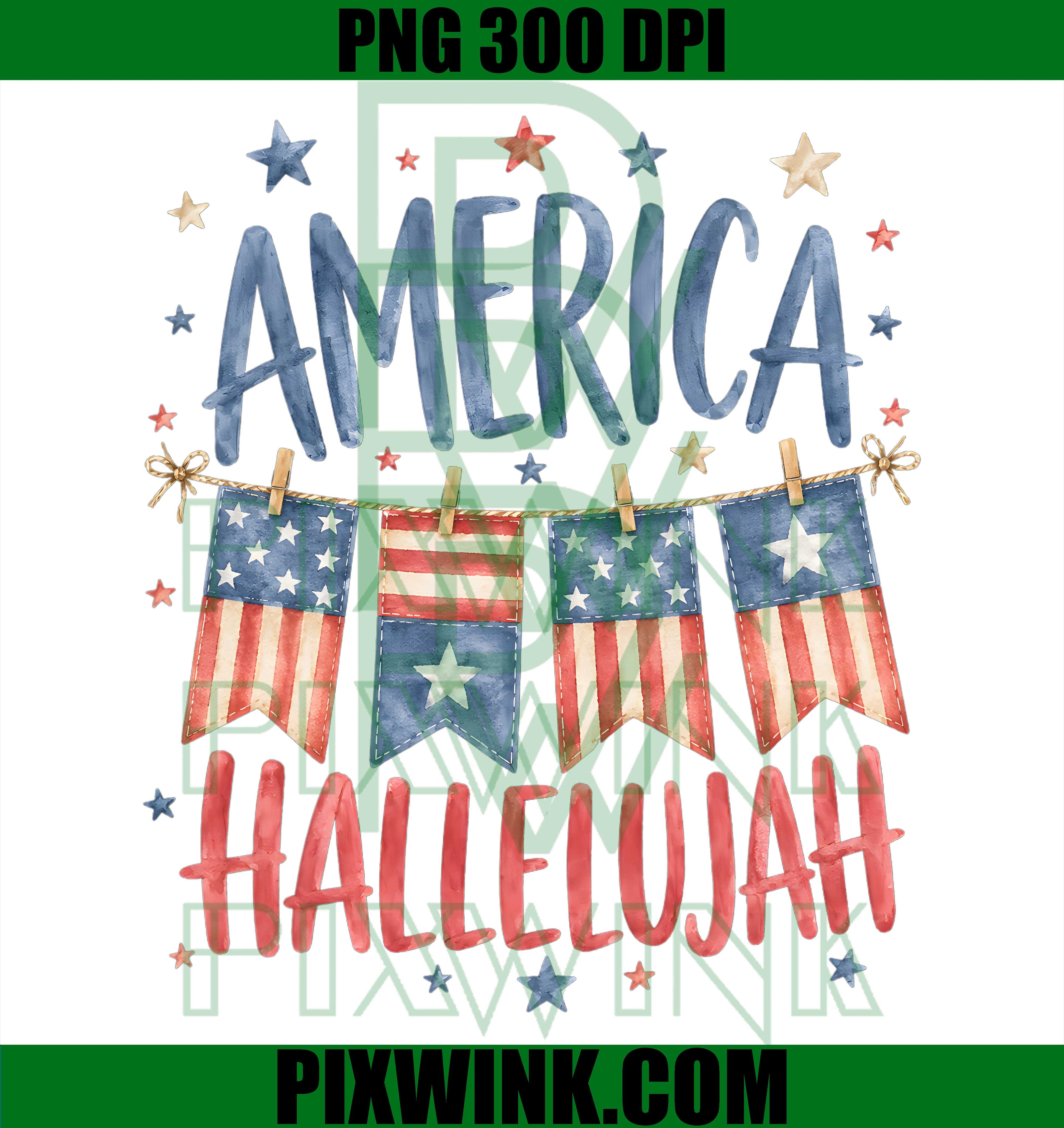 America Hallelujah Patriotic PNG, Christian 4th of July USA Flag PNG