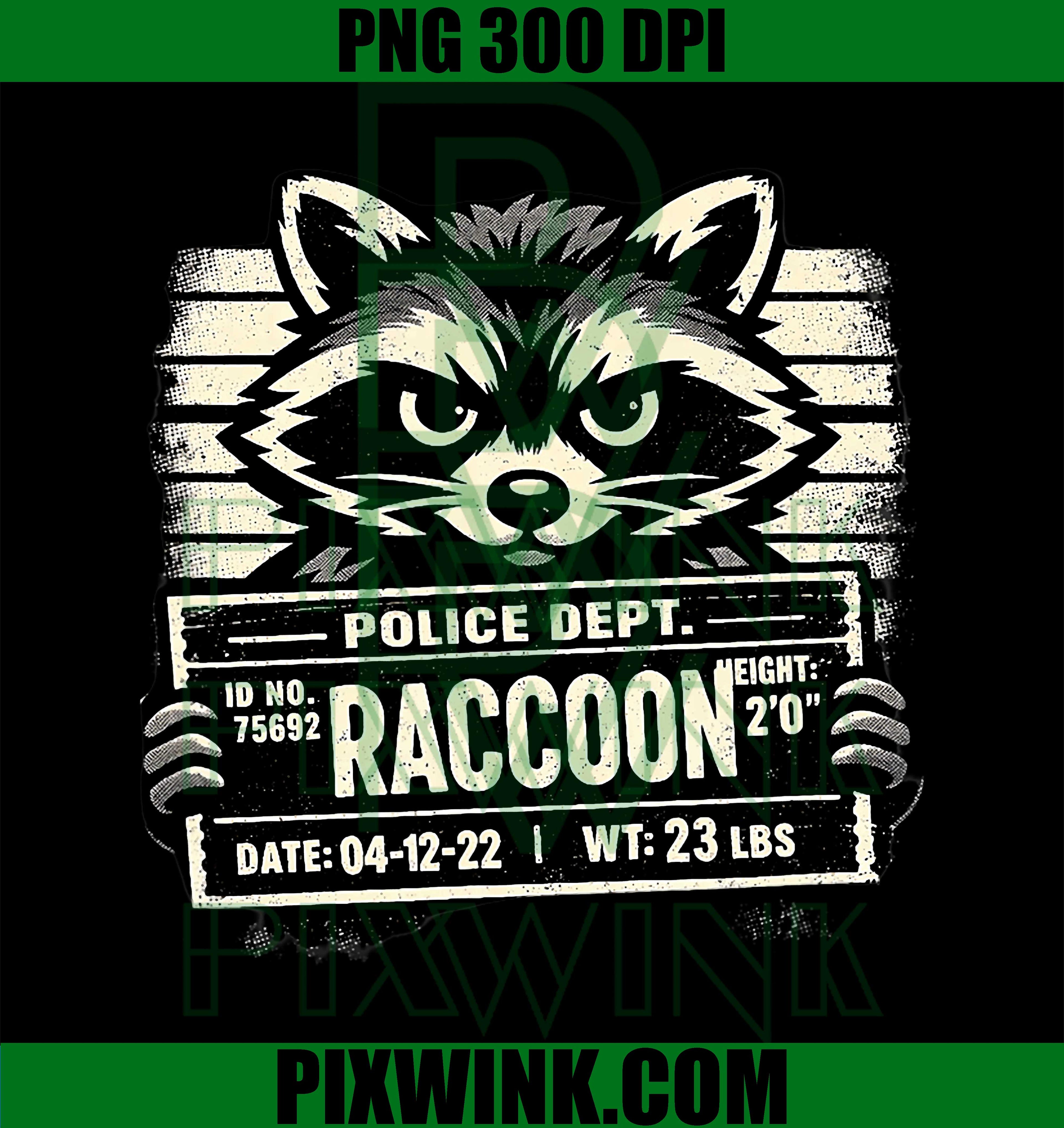 Trash Panda Raccoon Mugshot PNG, Police Dept Wanted Poster PNG
