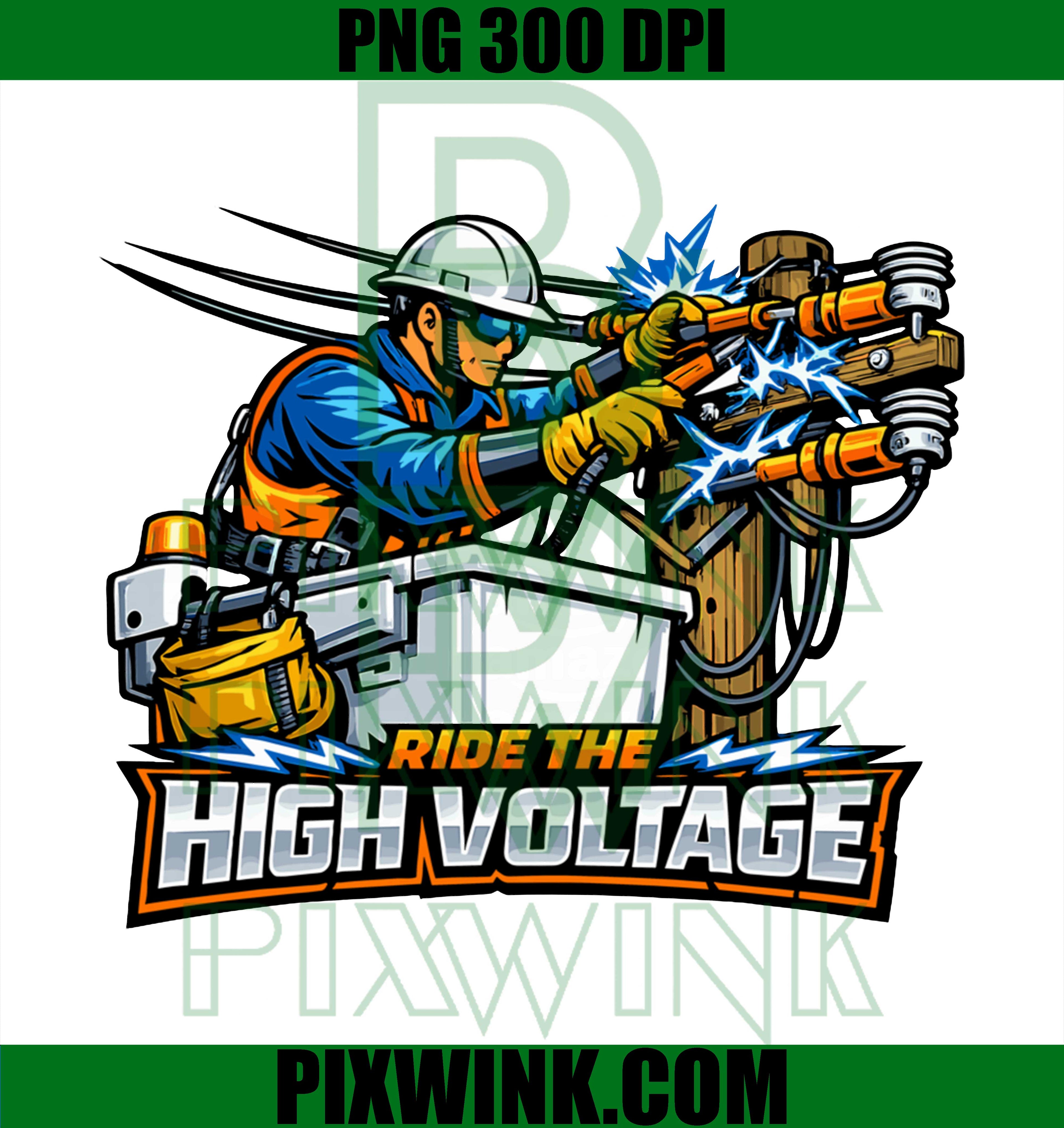 Electrical Lineman Powerline Worker PNG, High Voltage Utility Design PNG