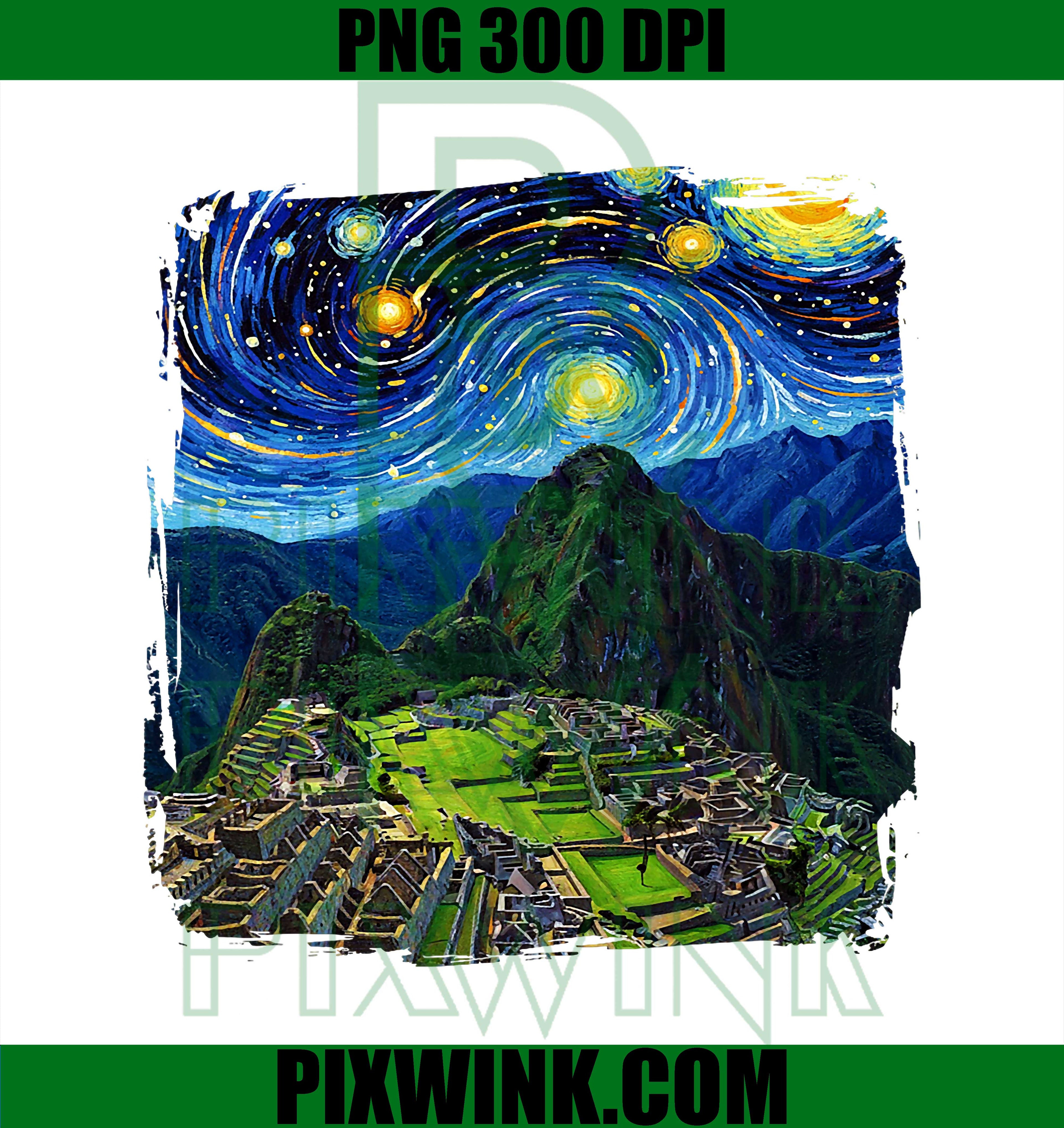 Van Gogh Starry Night Machu Pichu PNG, Inca City Peru Travel PNG