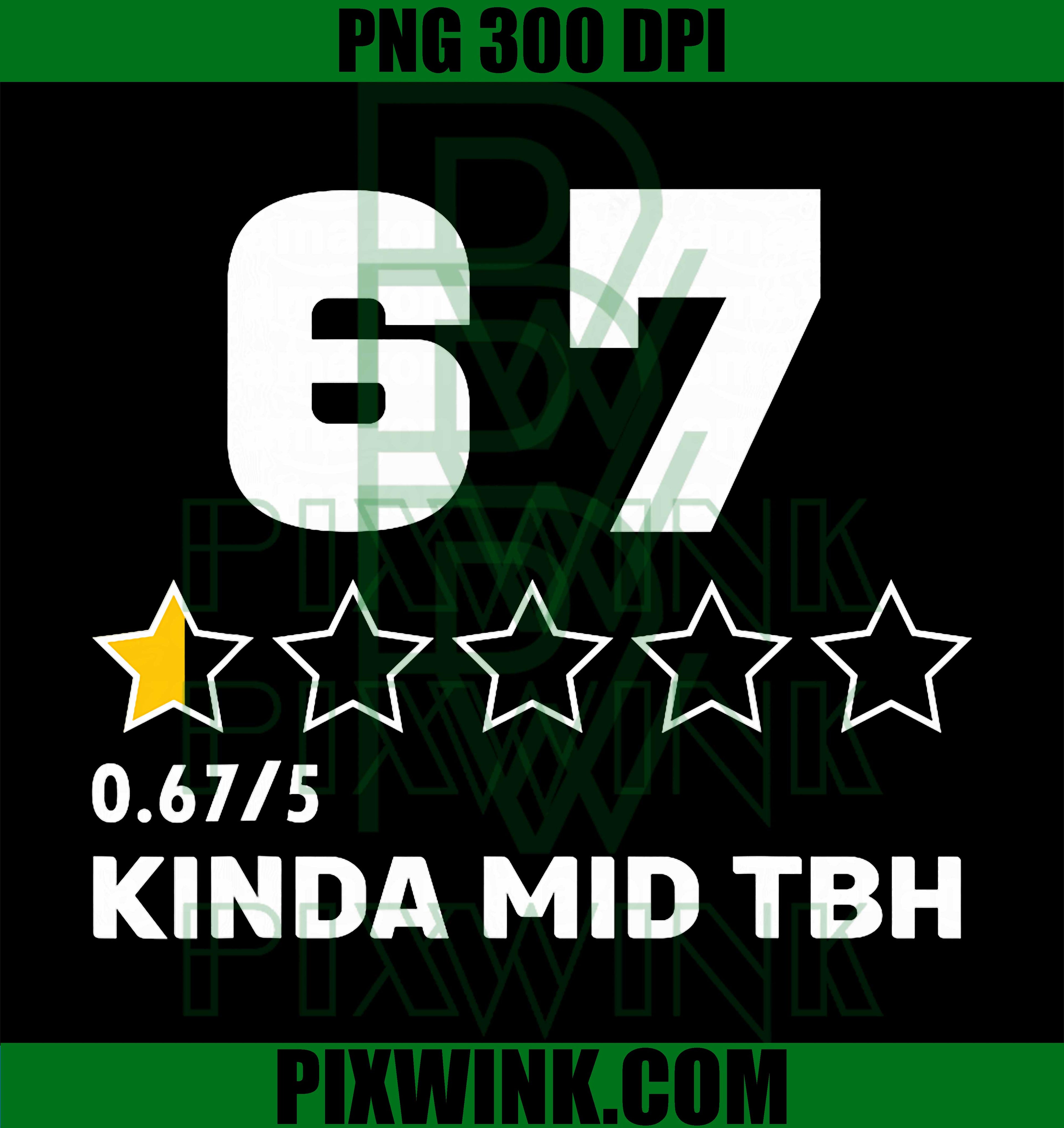 67 Funny Rating Meme Six Seven Kinda Mid TBH Aura Energy PNG