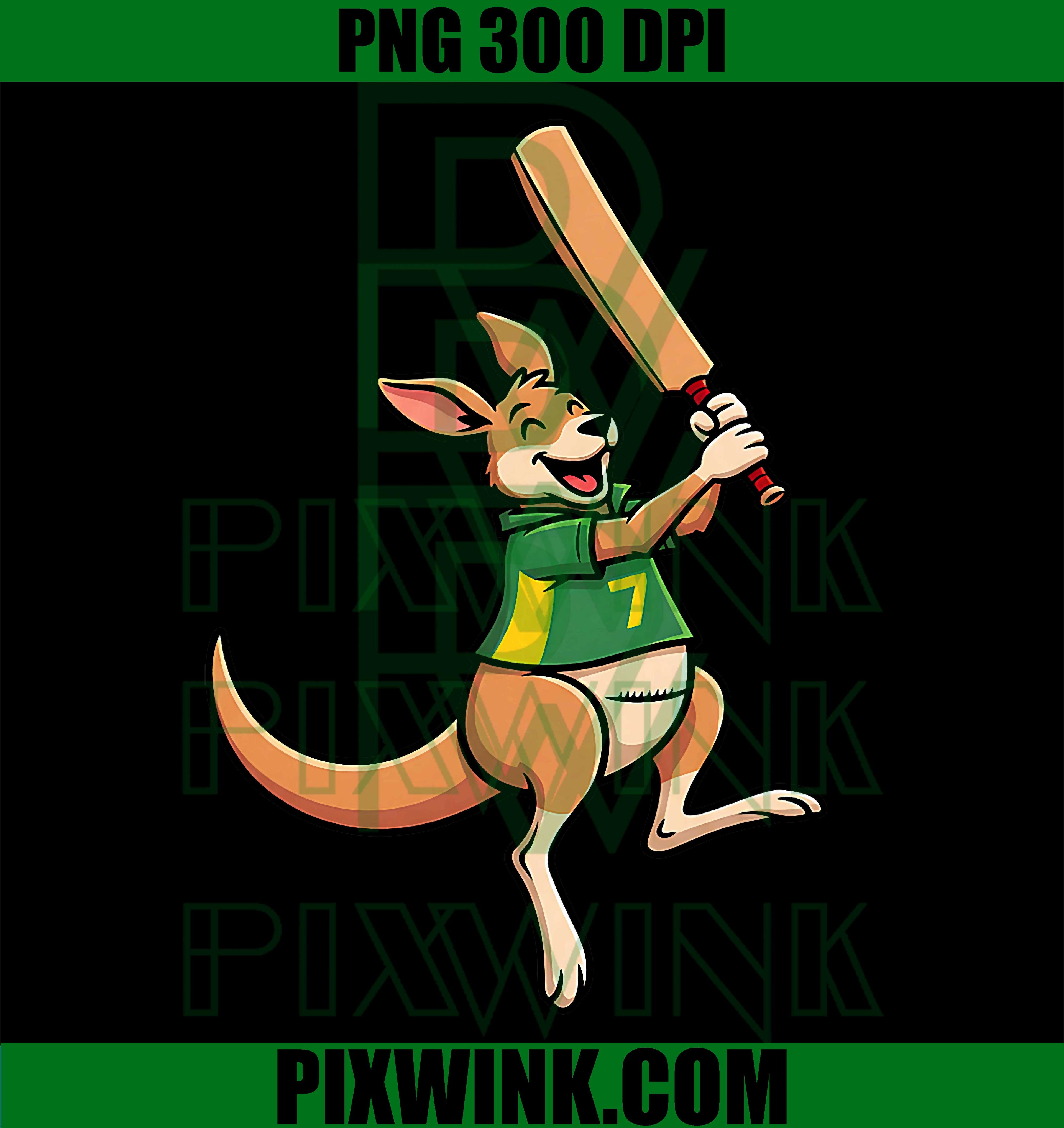 Australian Kangaroo Cricket Cartoon PNG, Player 7 Design PNG