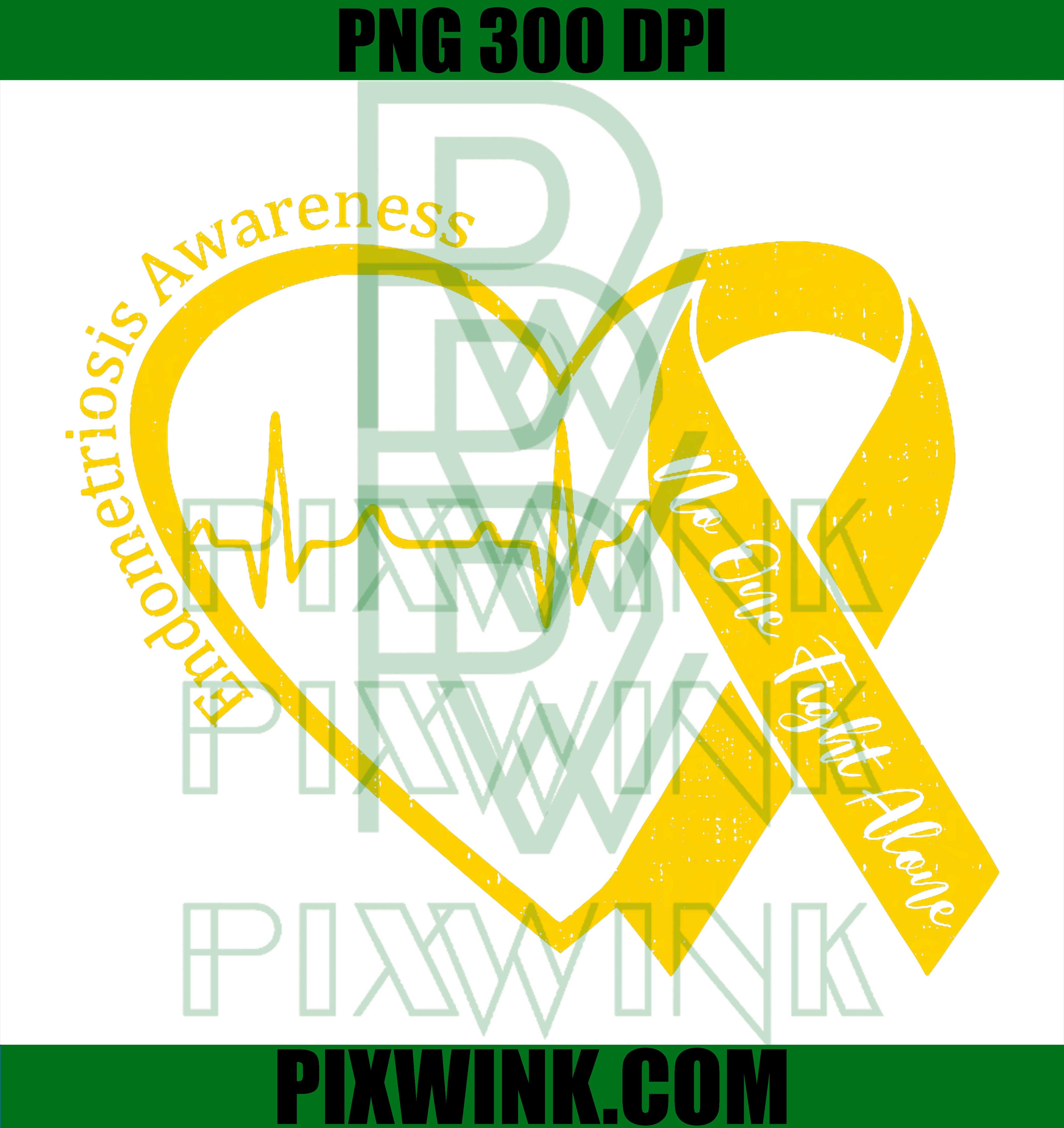 Endometriosis Awareness Ribbon PNG, Yellow Heart EndPNGo Support 
