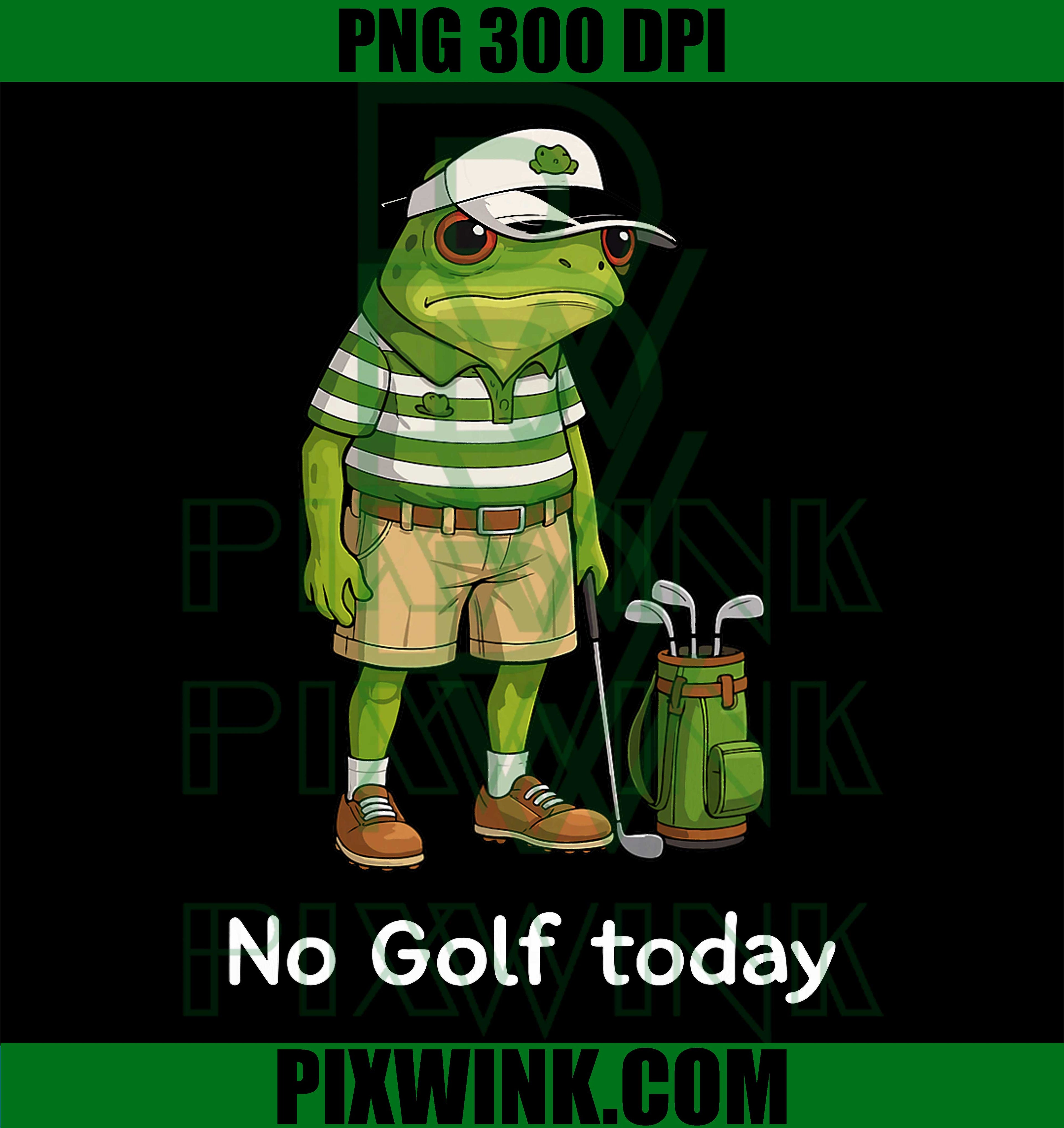 Funny Frog Golfer, No Golf Today PNG