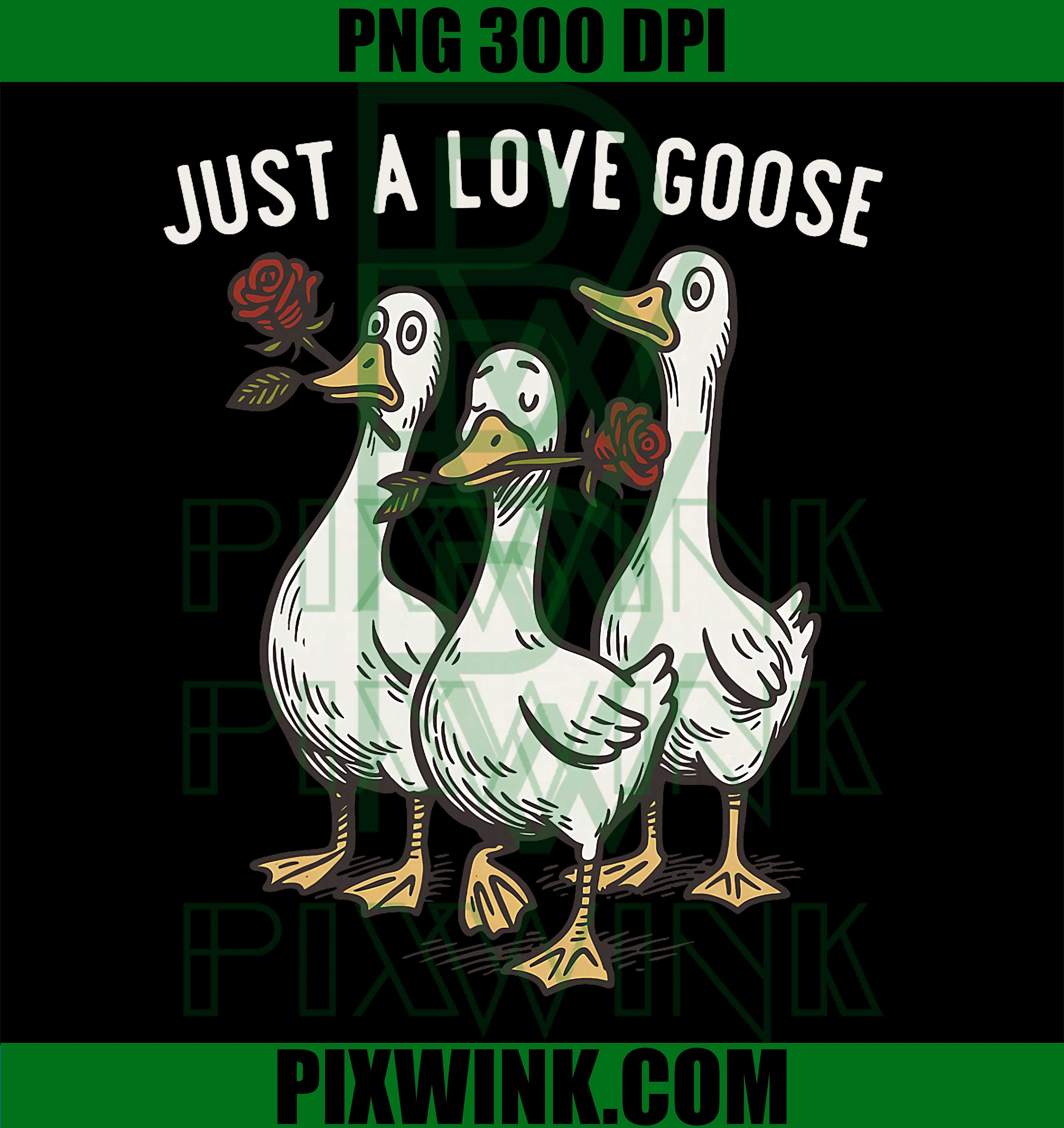 Just A Love Goose, Retro Valentine Geese Coquette Women PNG